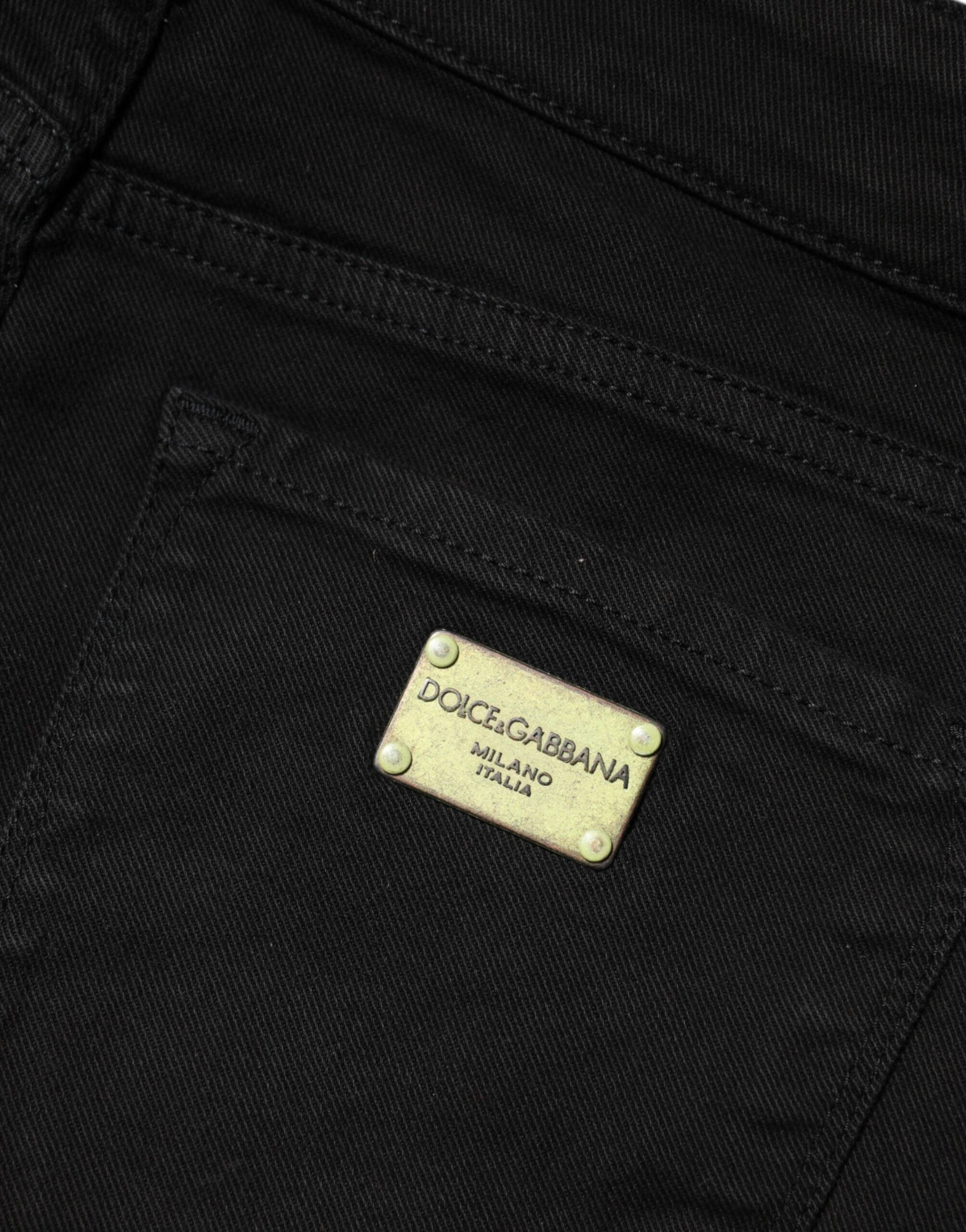 Dolce & Gabbana Black Cotton Skinny Mid Waist Denim Women's Jeans
