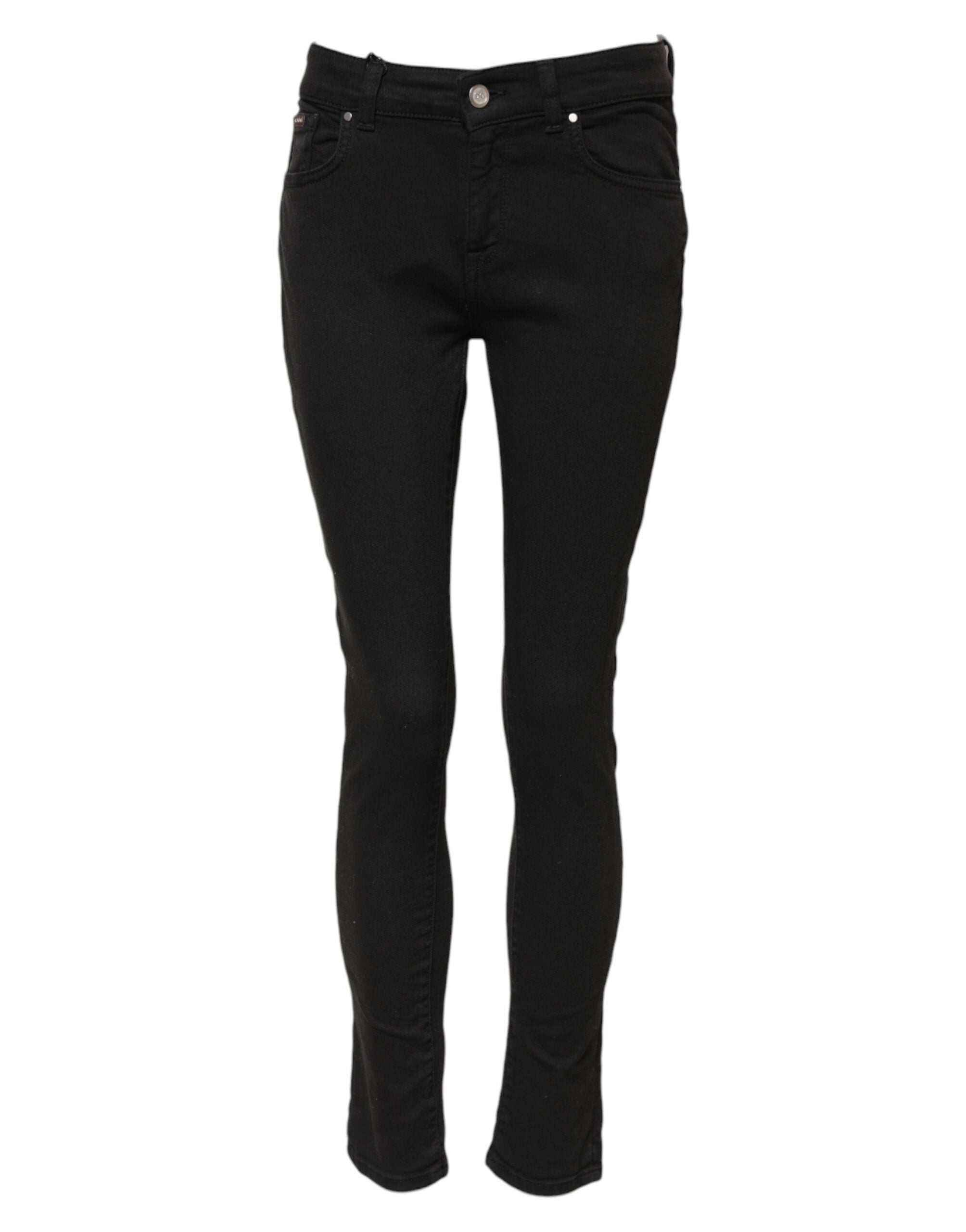 Dolce & Gabbana Black Cotton Skinny Mid Waist Denim Women's Jeans