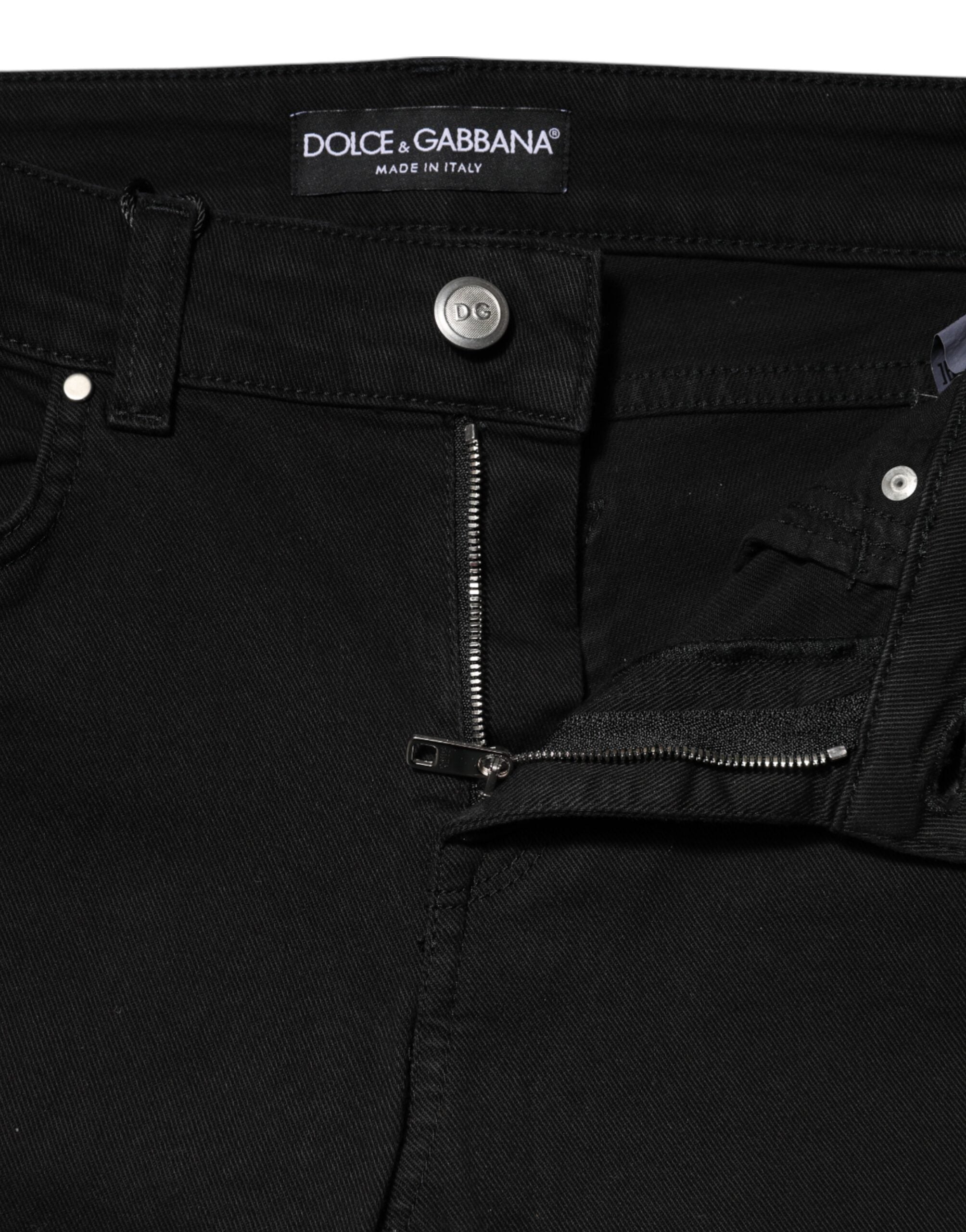 Dolce & Gabbana Black Cotton Skinny Mid Waist Denim Women's Jeans