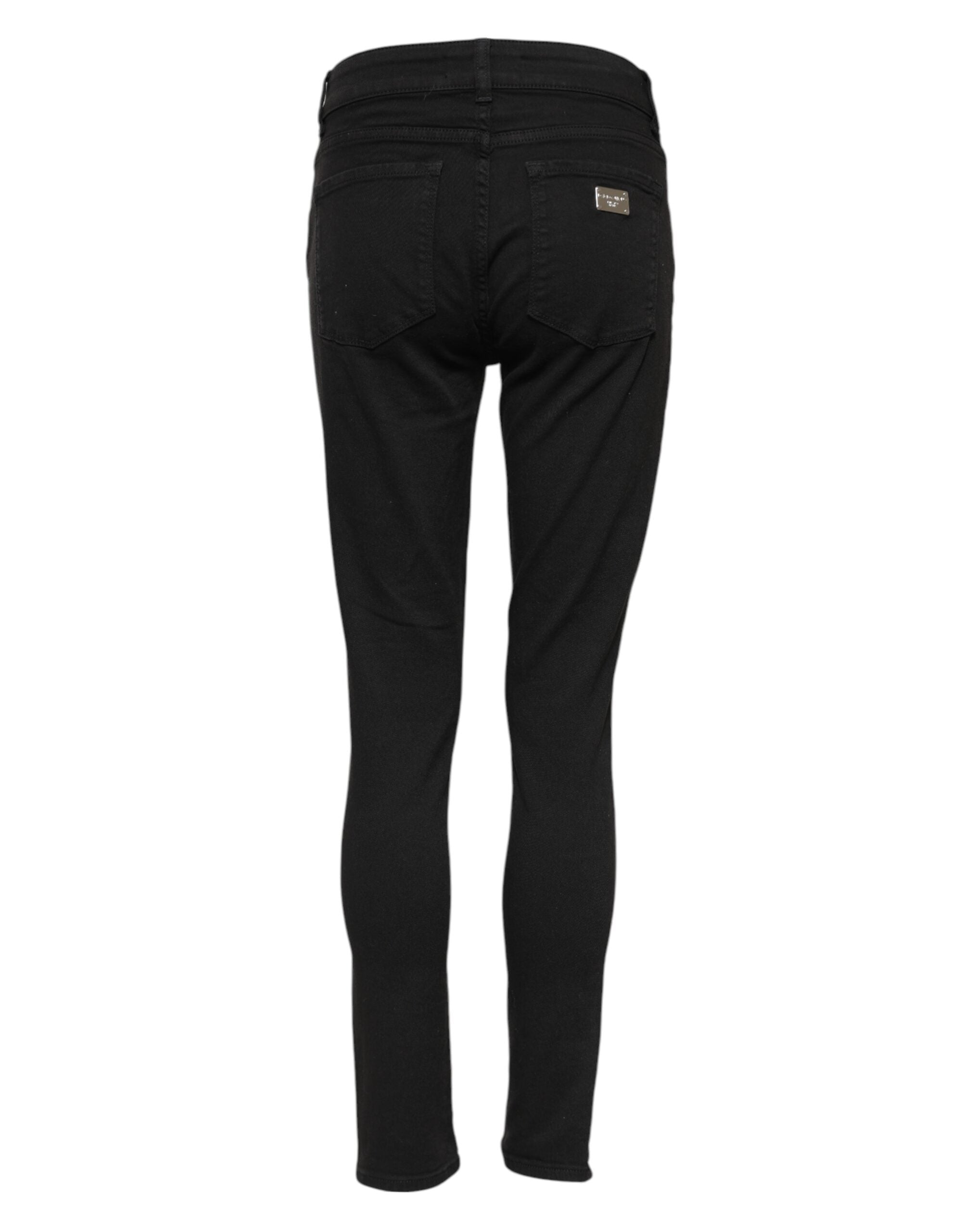 Dolce & Gabbana Black Cotton Skinny Mid Waist Denim Women's Jeans