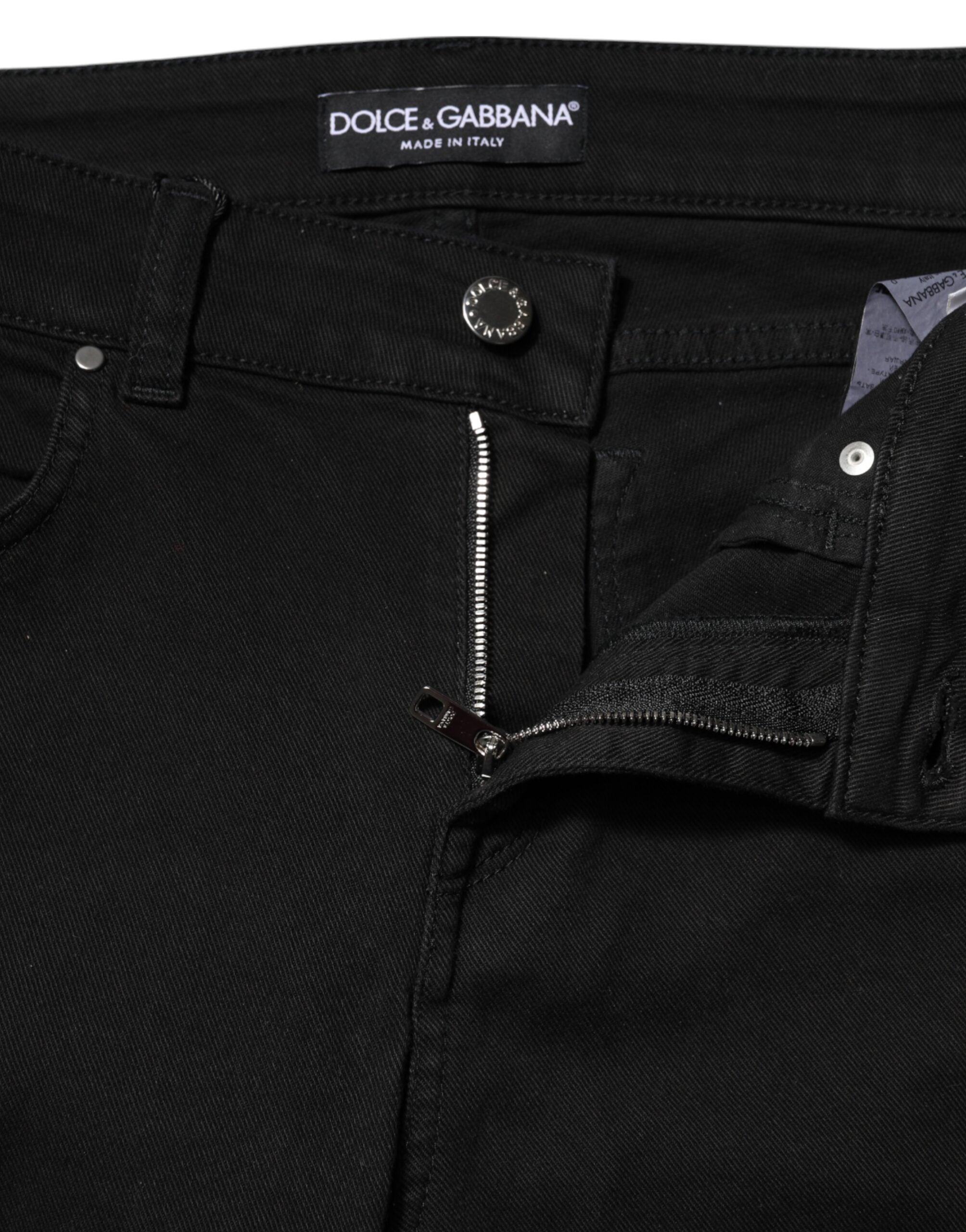 Dolce & Gabbana Black Cotton Skinny Mid Waist Denim Women's Jeans
