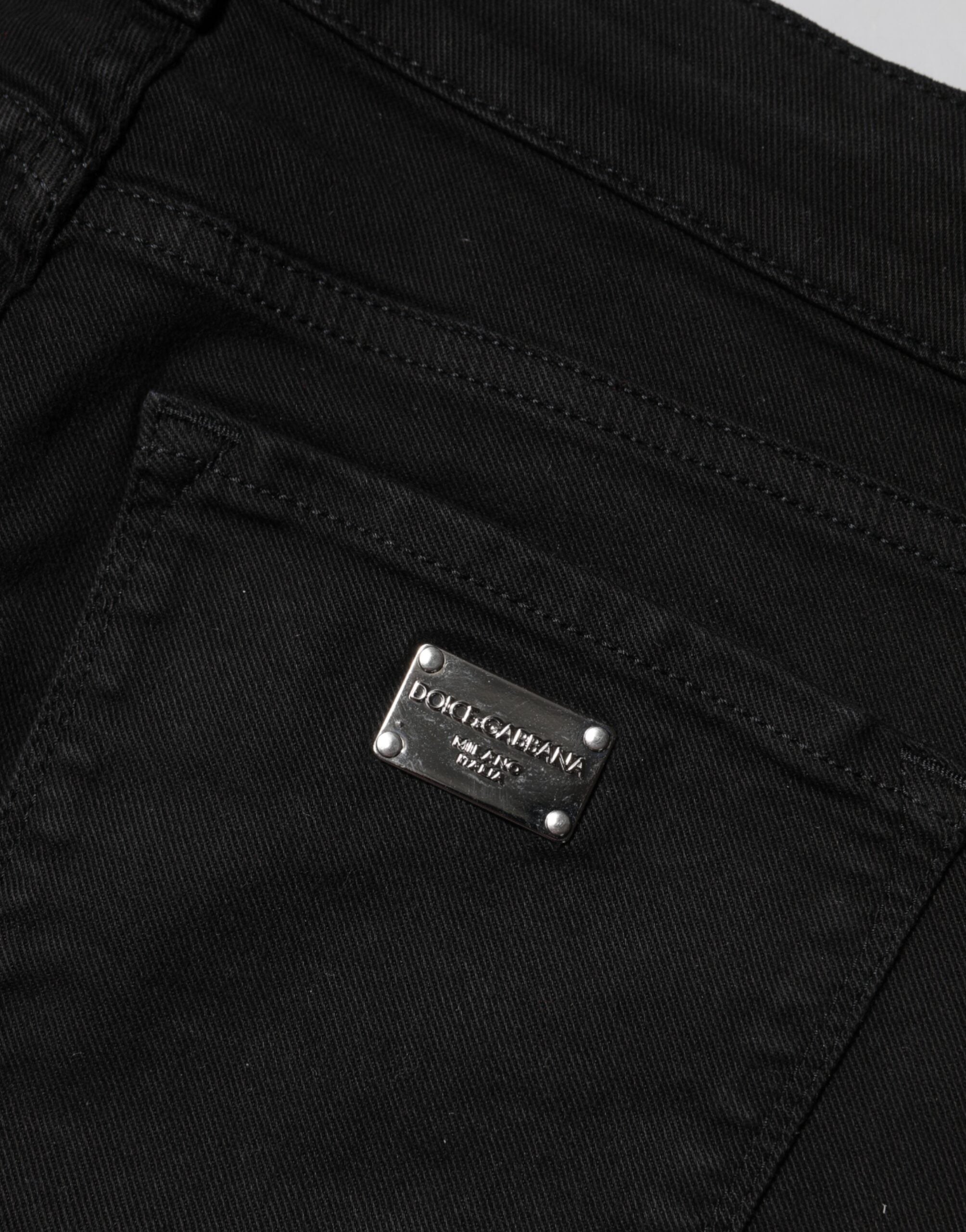 Dolce & Gabbana Black Cotton Skinny Mid Waist Denim Women's Jeans