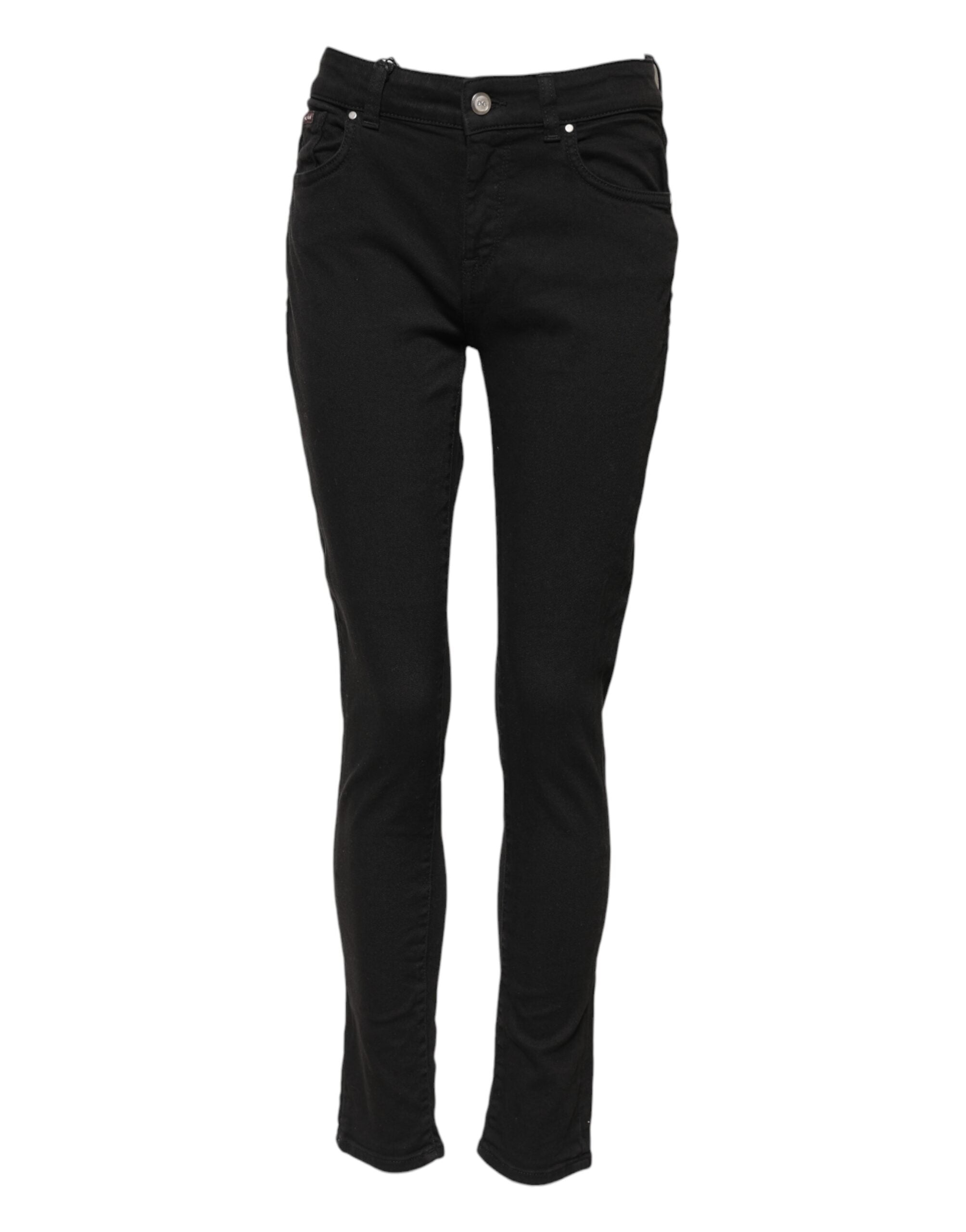 Dolce & Gabbana Black Cotton Skinny Mid Waist Denim Women's Jeans