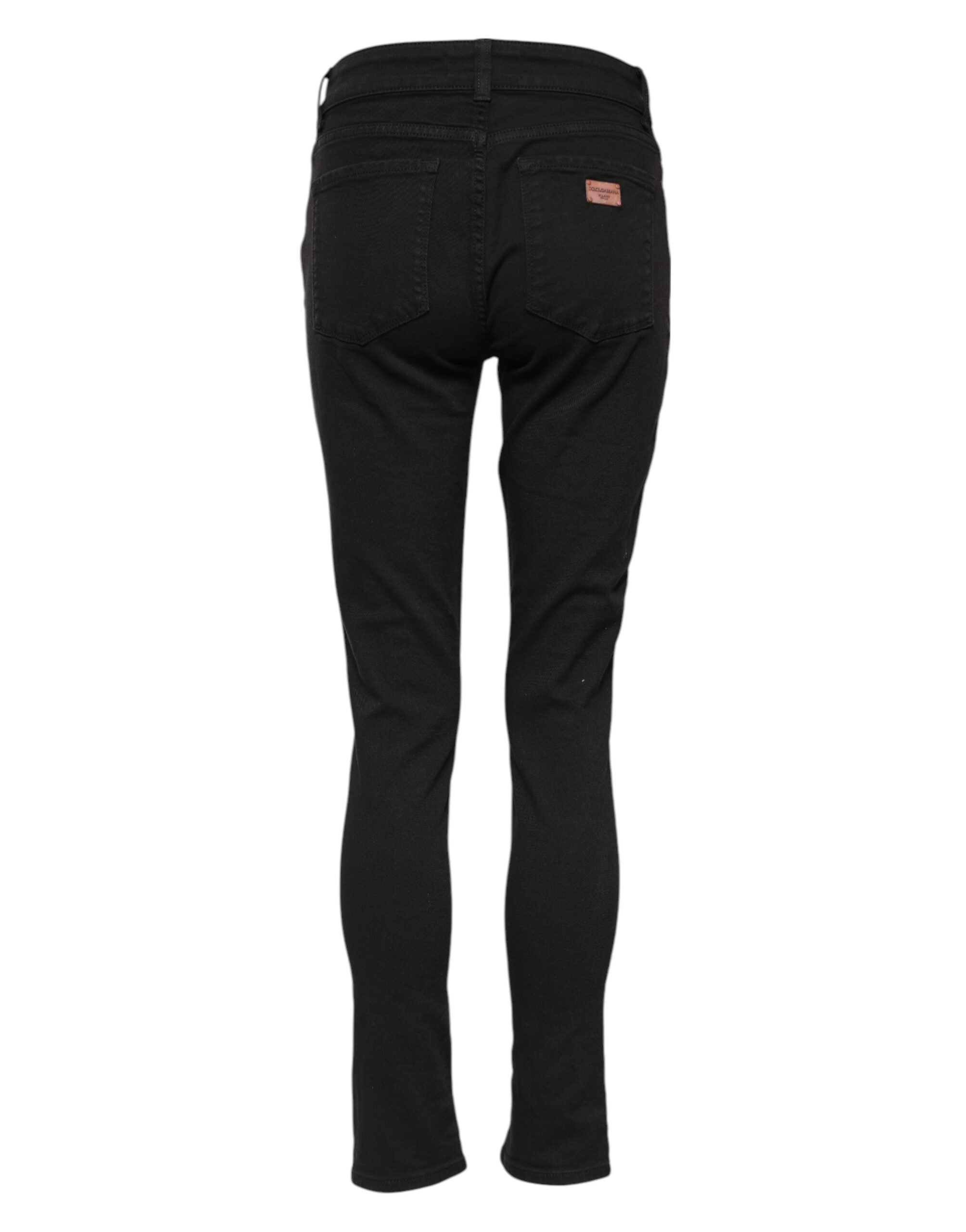 Dolce & Gabbana Black Cotton Skinny Mid Waist Denim Women's Jeans