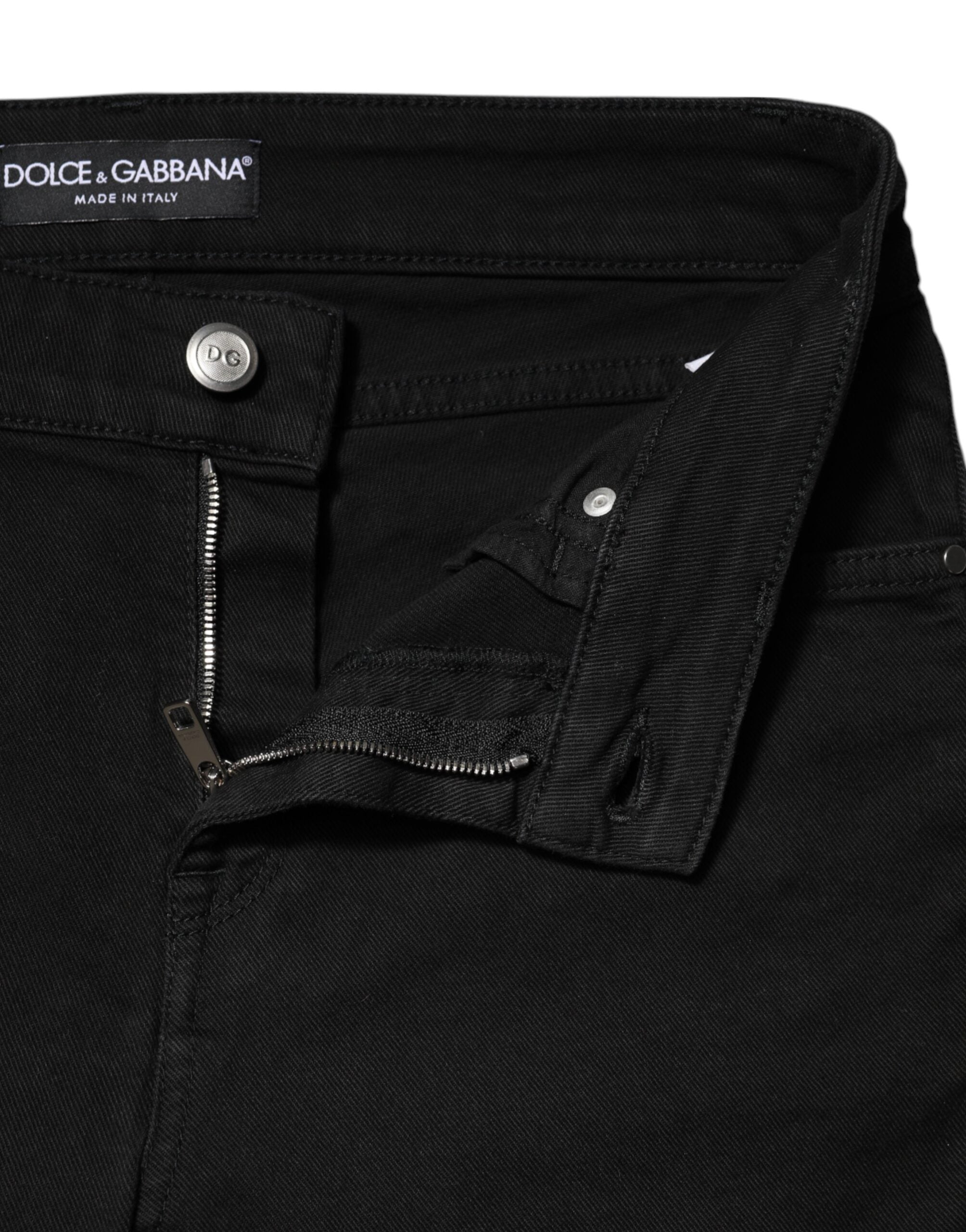 Dolce & Gabbana Black Cotton Skinny Mid Waist Denim Women's Jeans