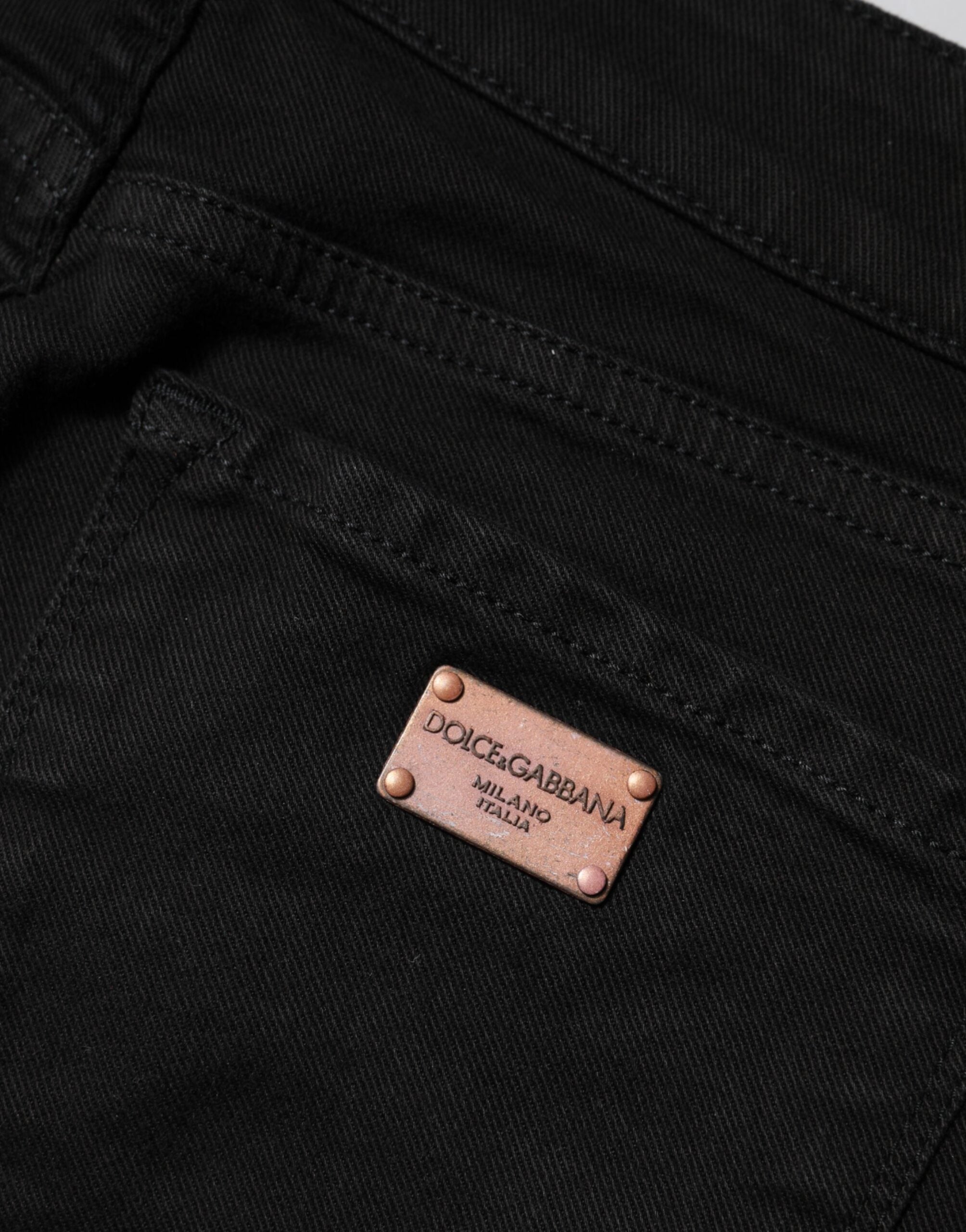 Dolce & Gabbana Black Cotton Skinny Mid Waist Denim Women's Jeans