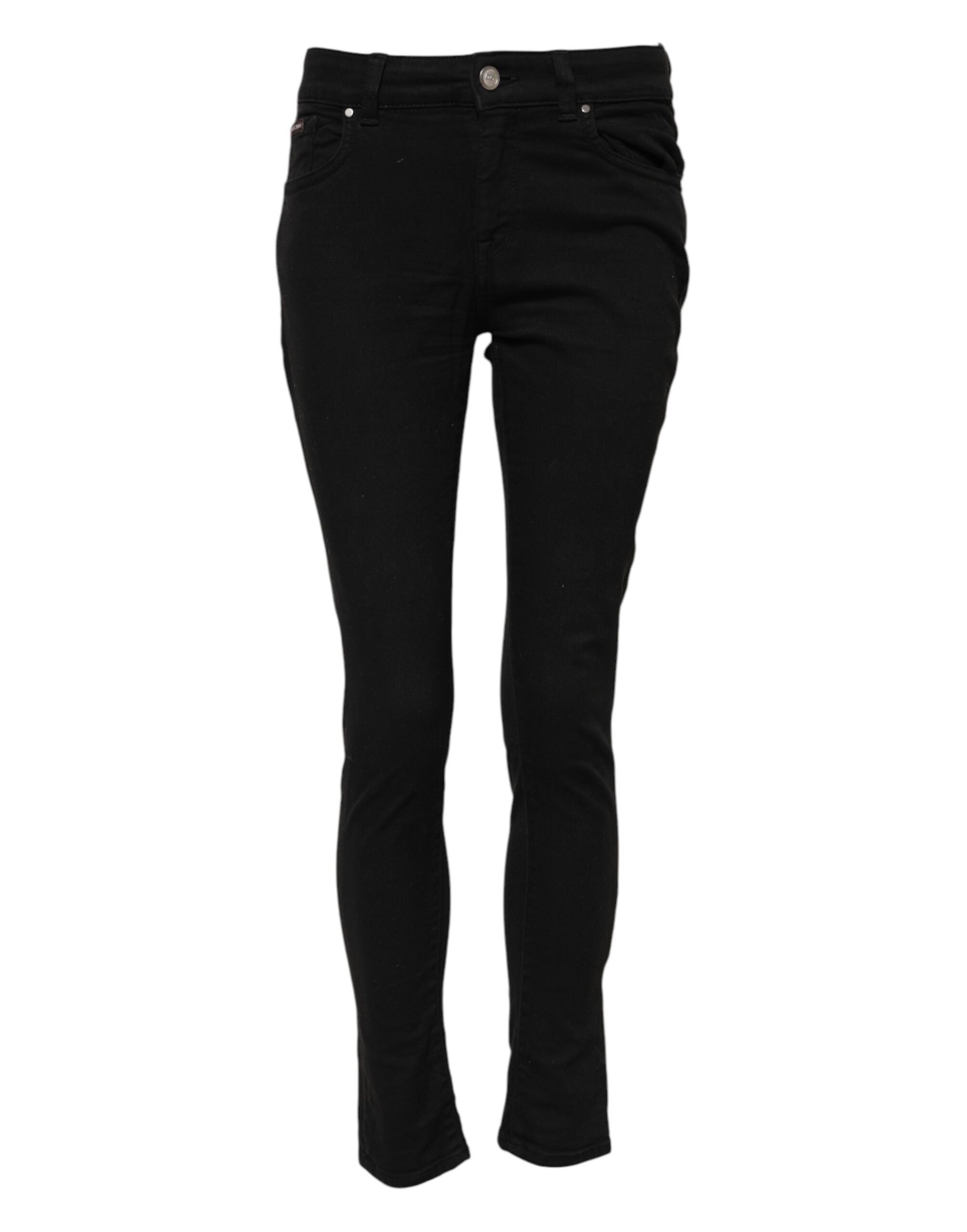 Dolce & Gabbana Black Cotton Skinny Mid Waist Denim Women's Jeans