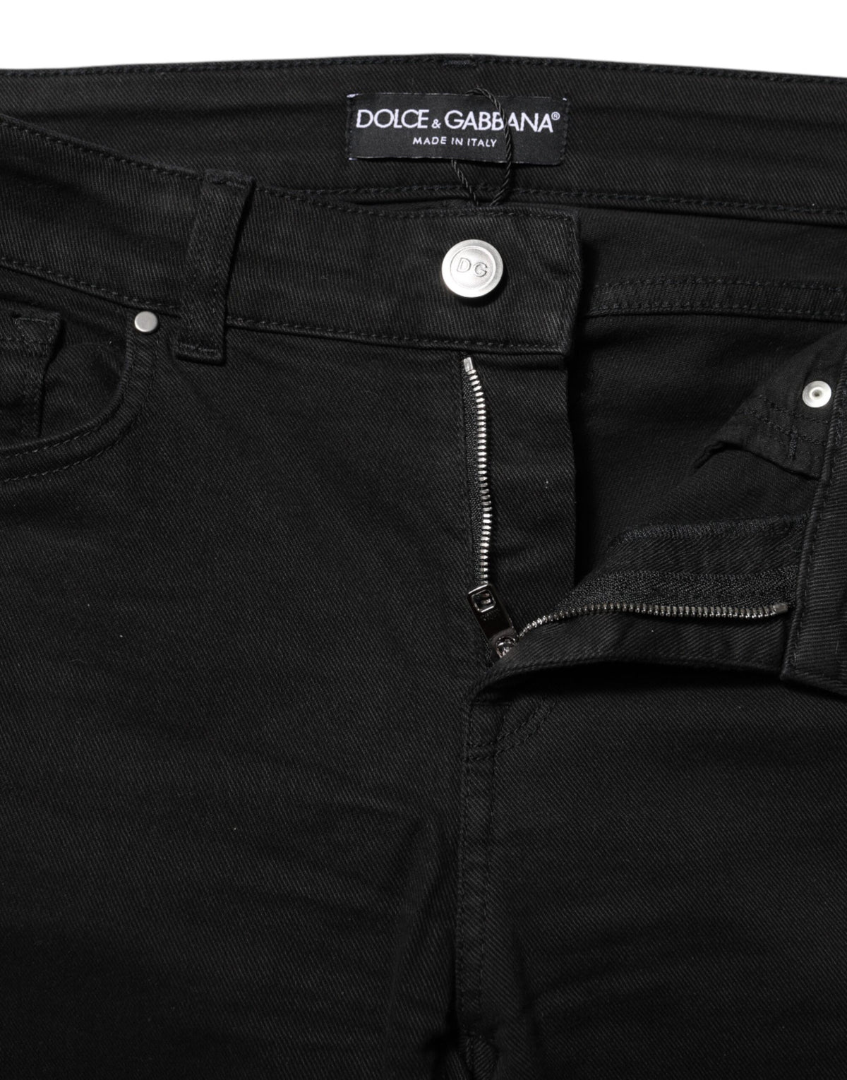 Dolce & Gabbana Black Cotton Skinny Mid Waist Denim Women's Jeans