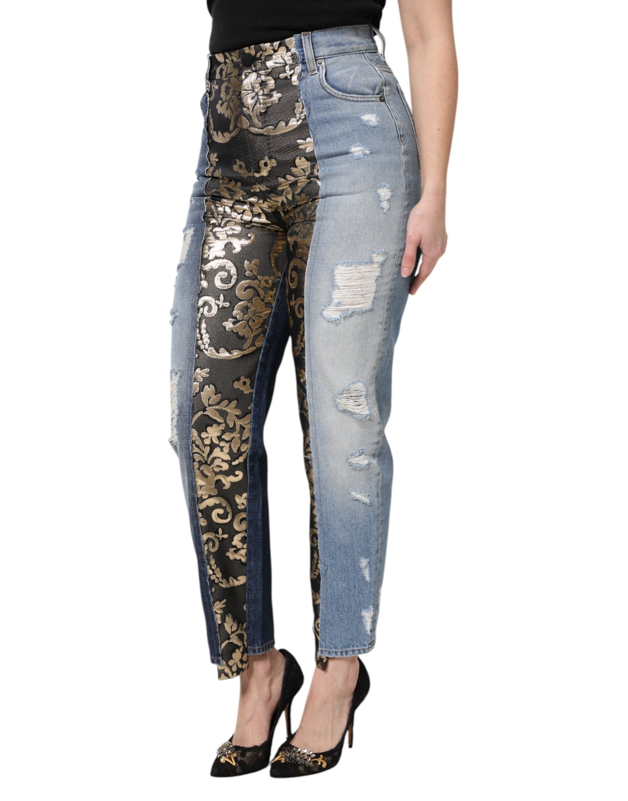 Dolce & Gabbana Multicolor Patchwork Tapered Denim Women's Jeans