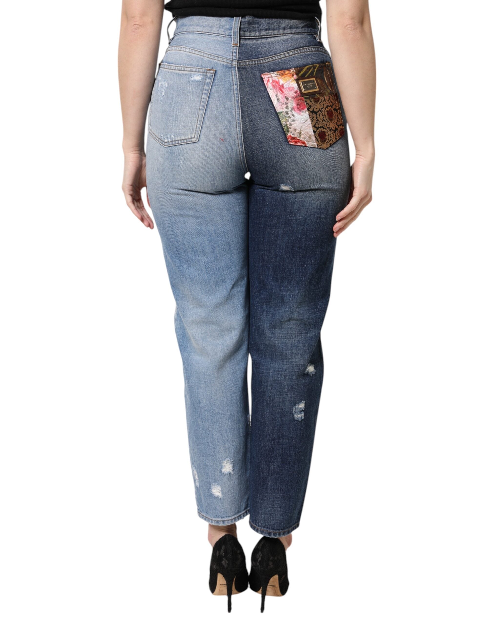 Dolce & Gabbana Multicolor Patchwork Tapered Denim Women's Jeans