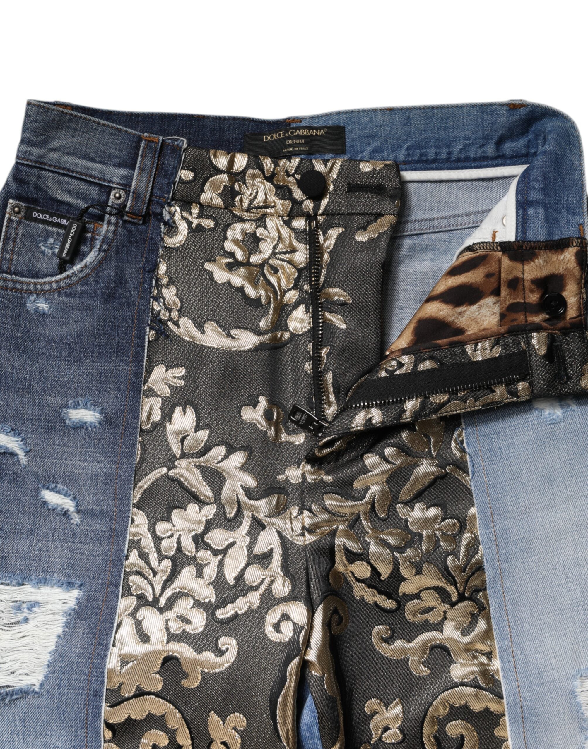 Dolce & Gabbana Multicolor Patchwork Tapered Denim Women's Jeans