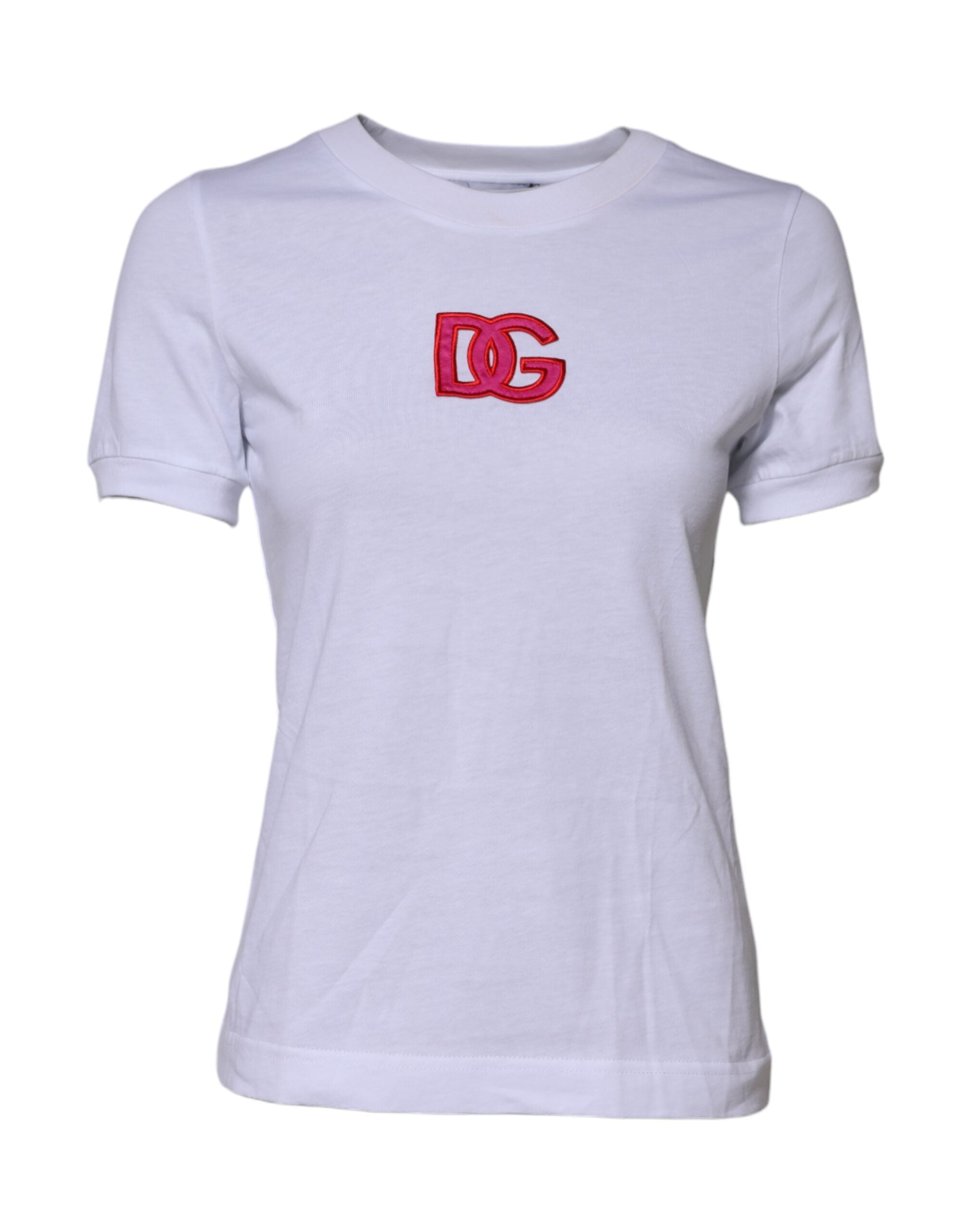Dolce & Gabbana White Cotton DG Logo Embroidery Top Women's T-shirt