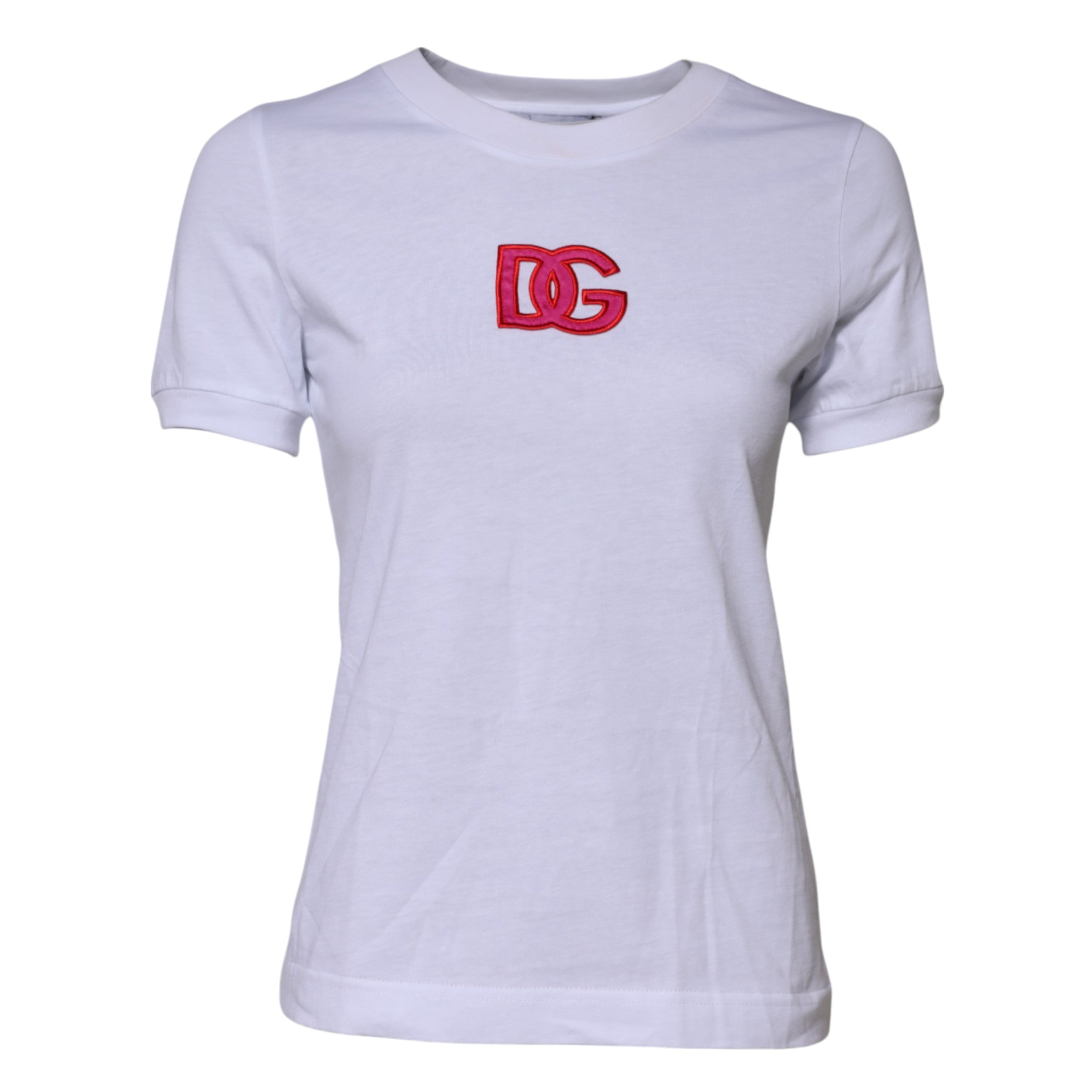 Dolce & Gabbana White Cotton DG Logo Embroidery Top Women's T-shirt