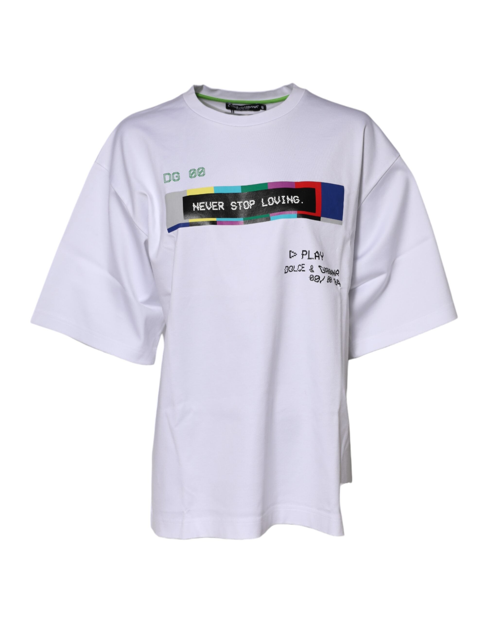 Dolce & Gabbana White Cotton Printed Short Sleeves Women's T-shirt
