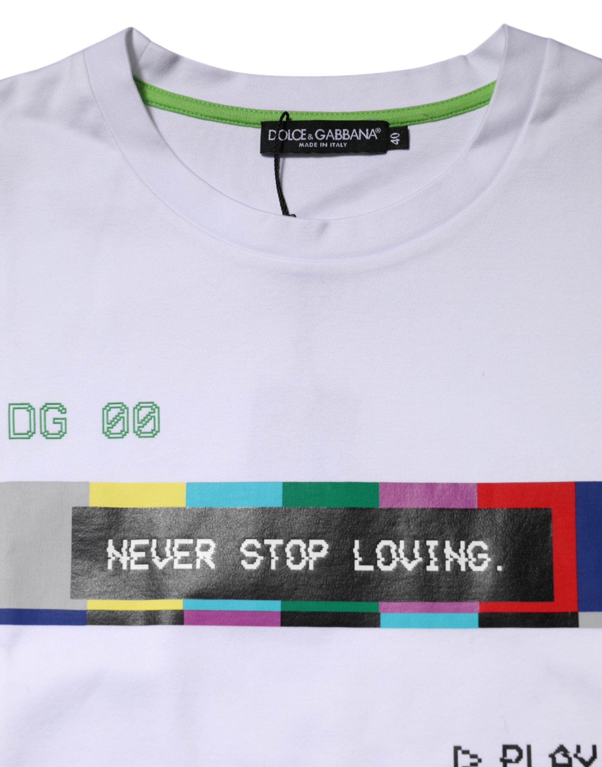 Dolce & Gabbana White Cotton Printed Short Sleeves Women's T-shirt