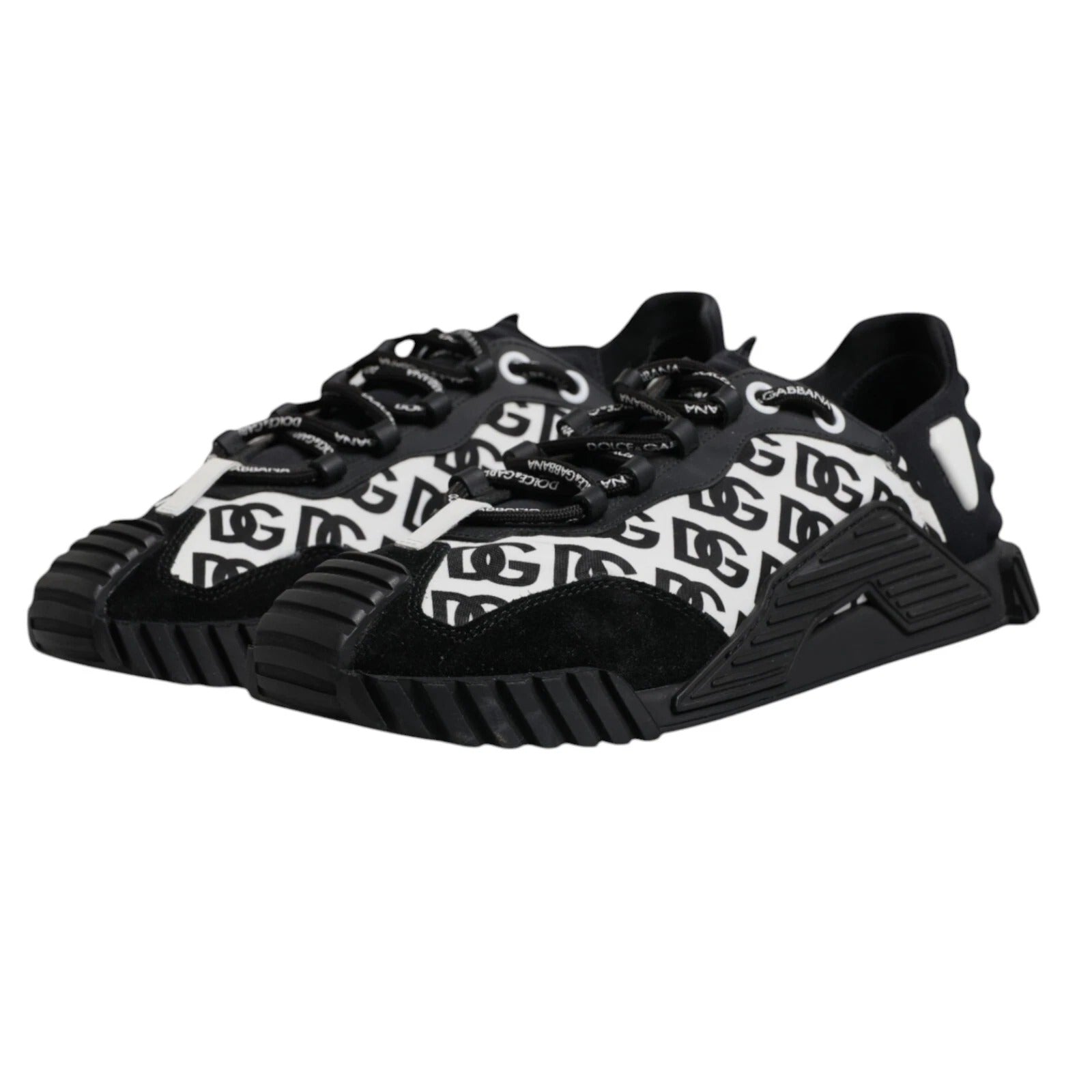 Dolce & Gabbana Black Logo Lace Up Low Top NS1 Men's Sneakers (Pre-Owned)