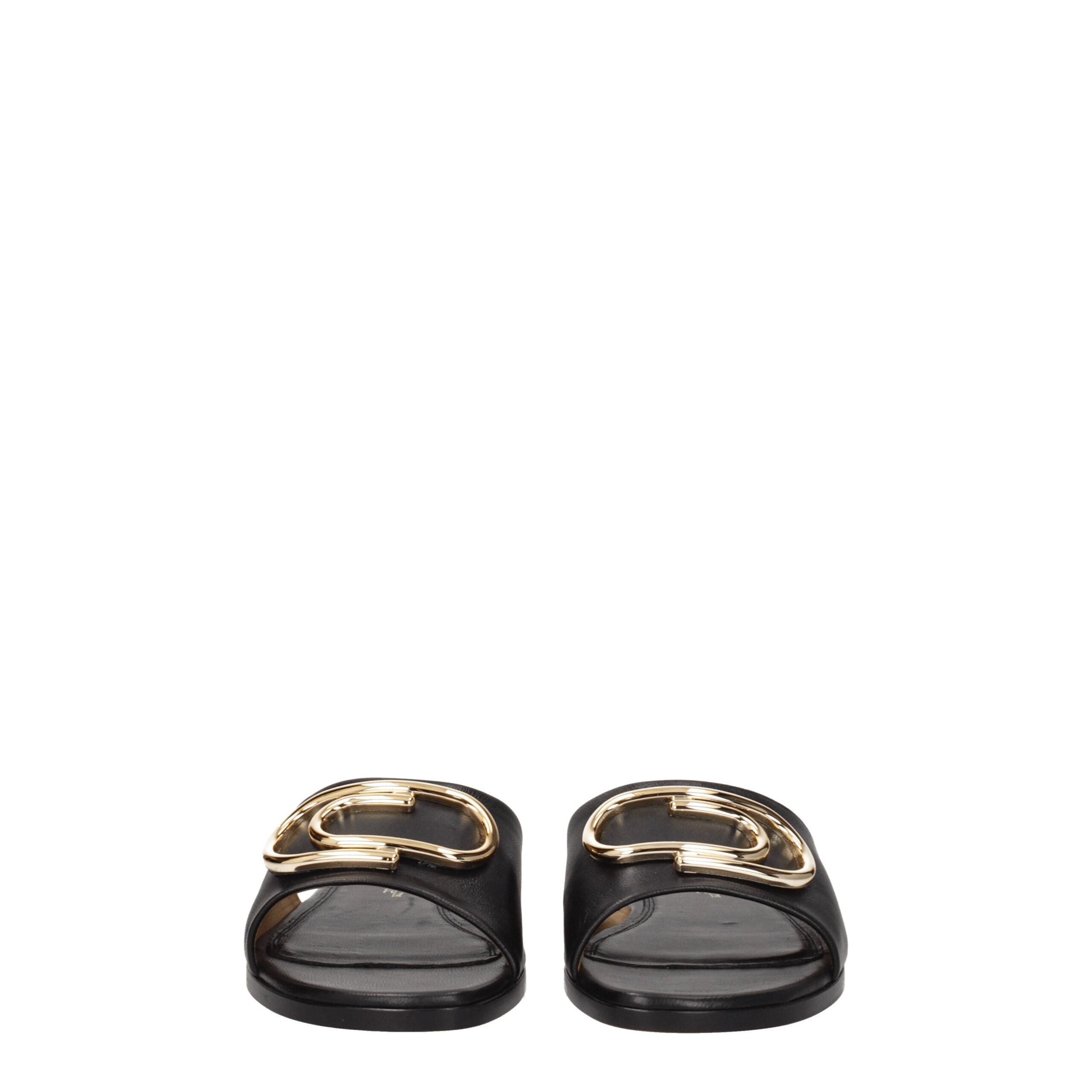 Off-White Black Leather Women's Slippers