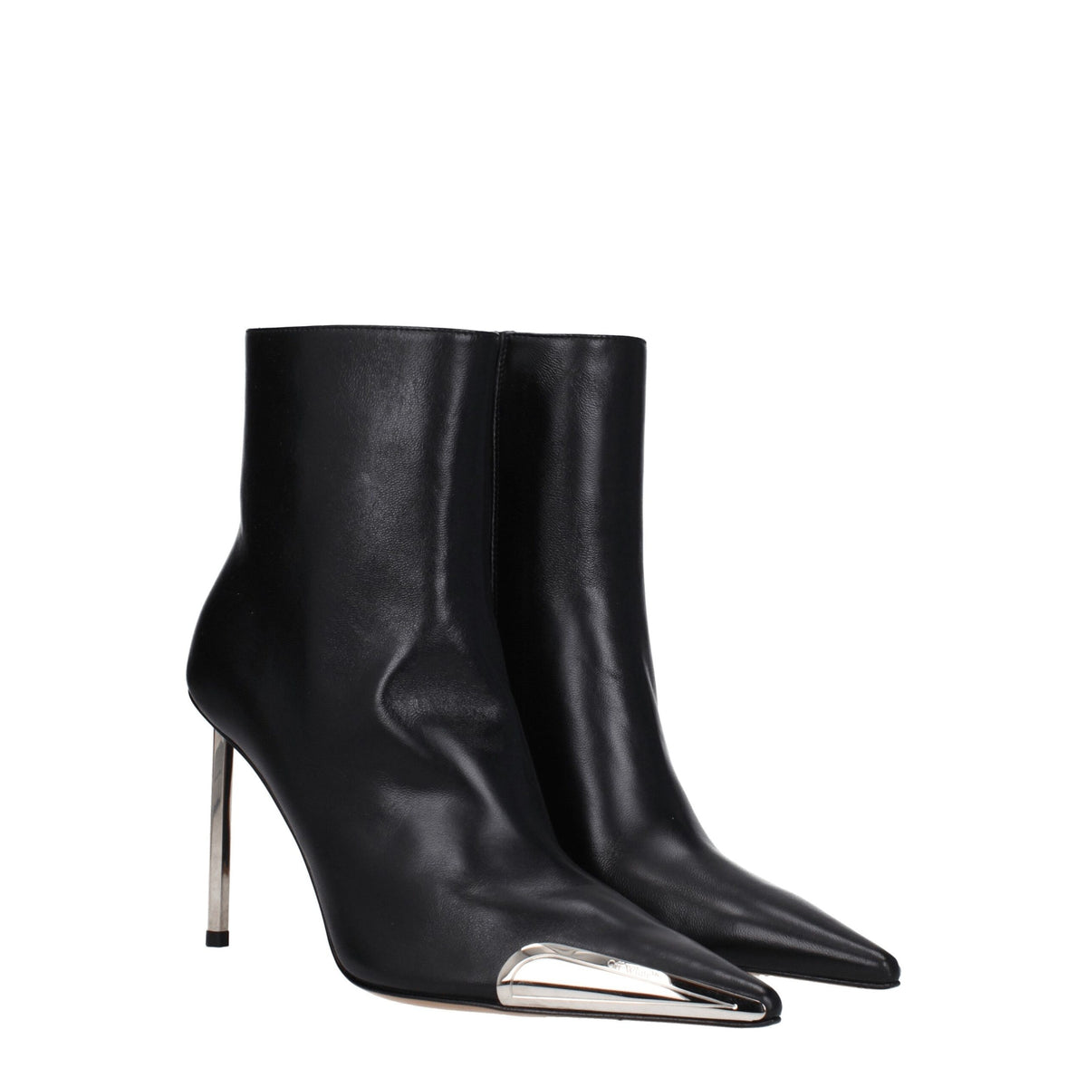 Off-White Black Leather Ankle Women's Boots
