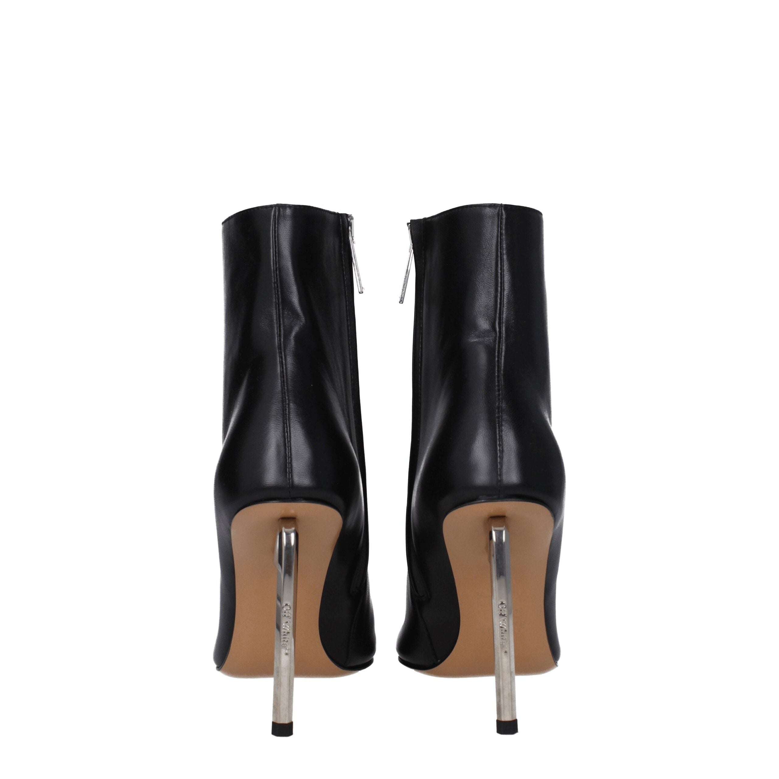 Off-White Black Leather Ankle Women's Boots