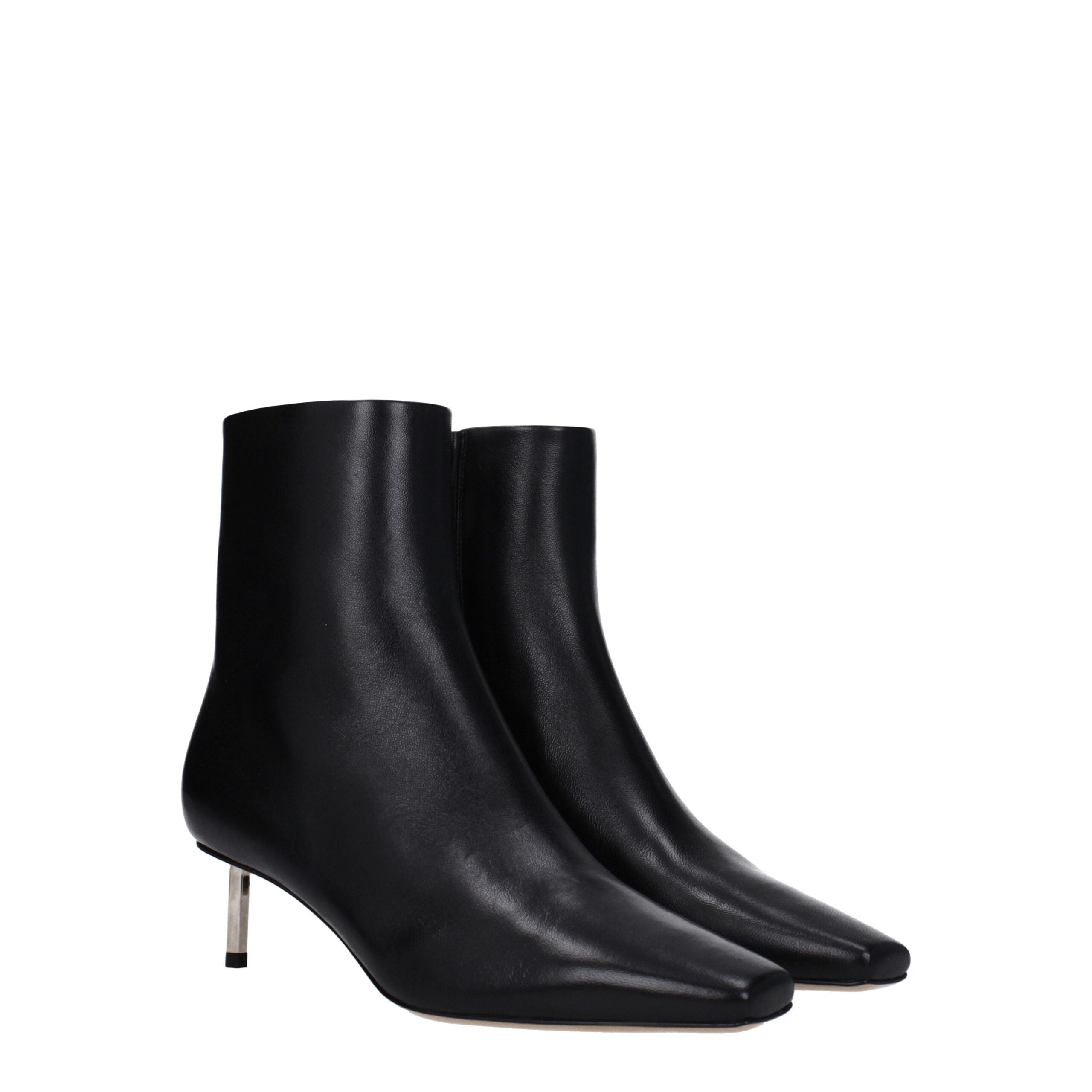 Off-White Black Leather Ankle Women's Boots
