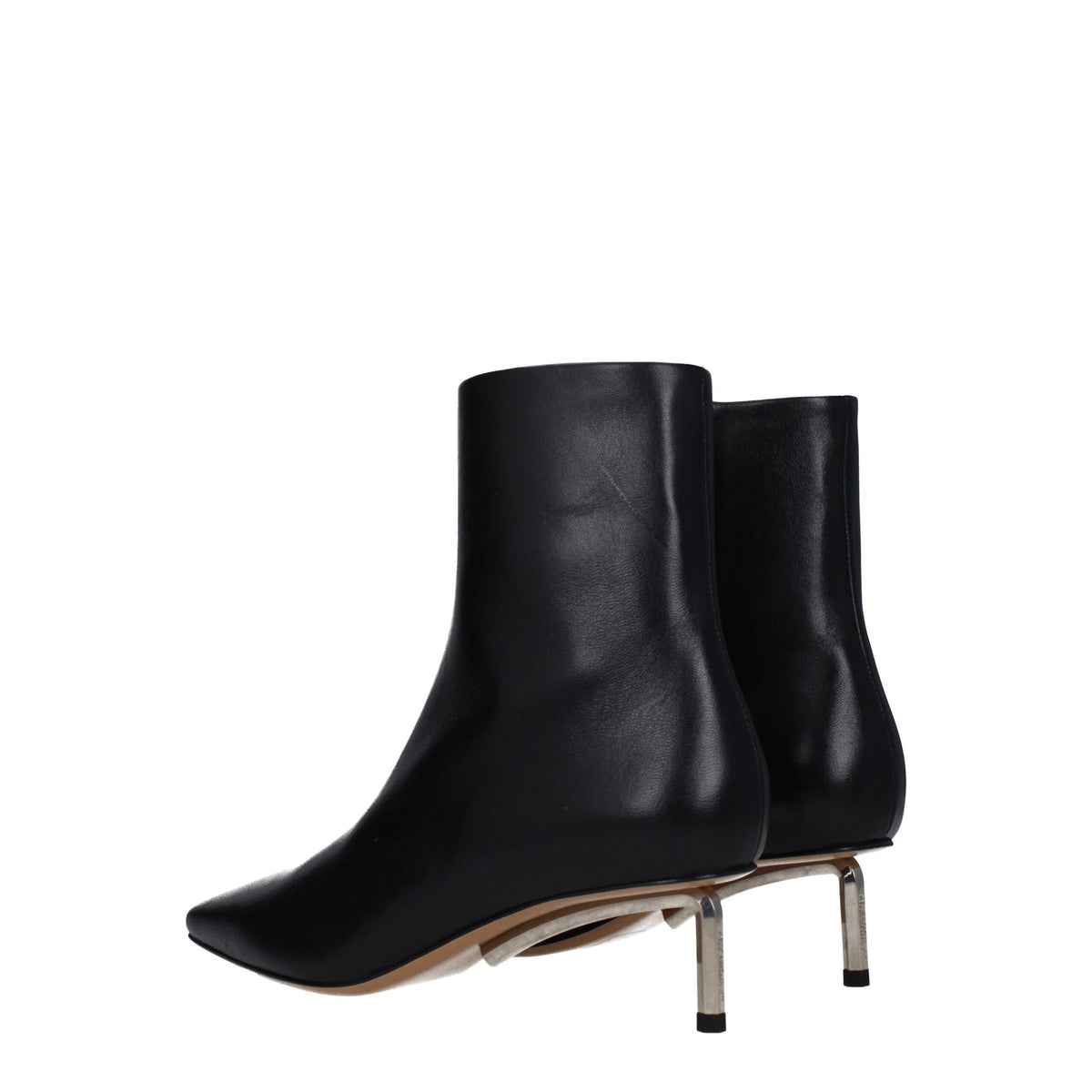 Off-White Black Leather Ankle Women's Boots