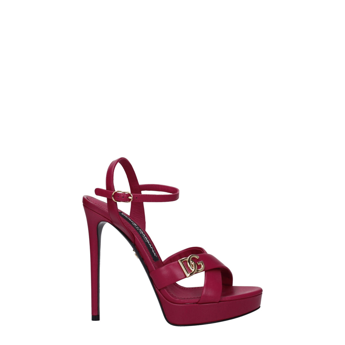 Dolce & Gabbana Pink Leather Platform Women's Sandals