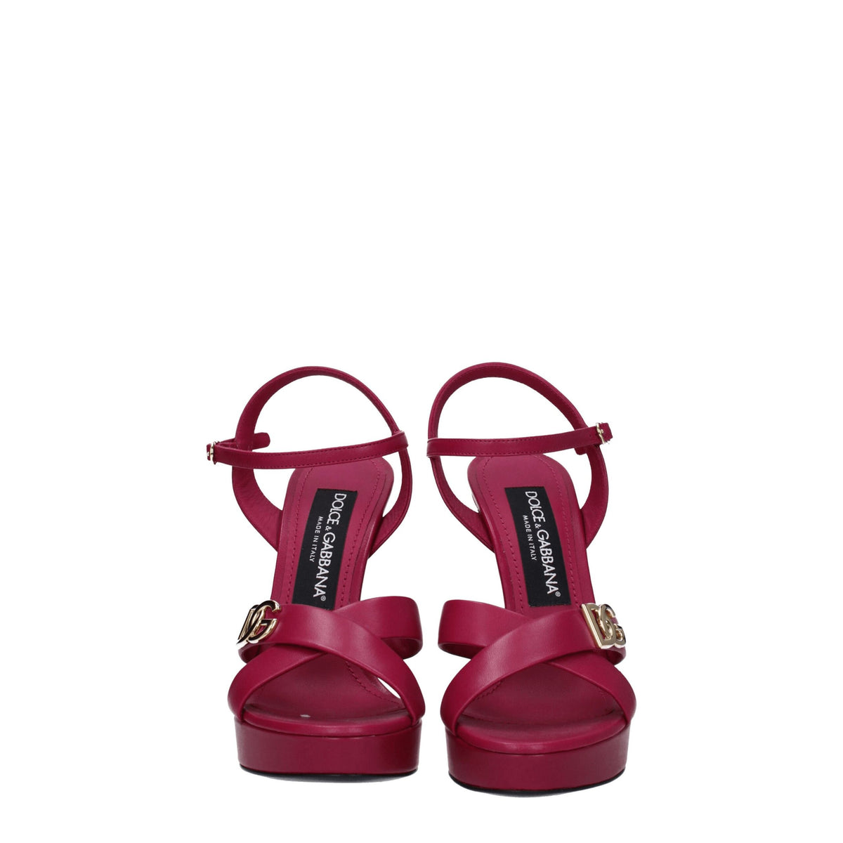 Dolce & Gabbana Pink Leather Platform Women's Sandals