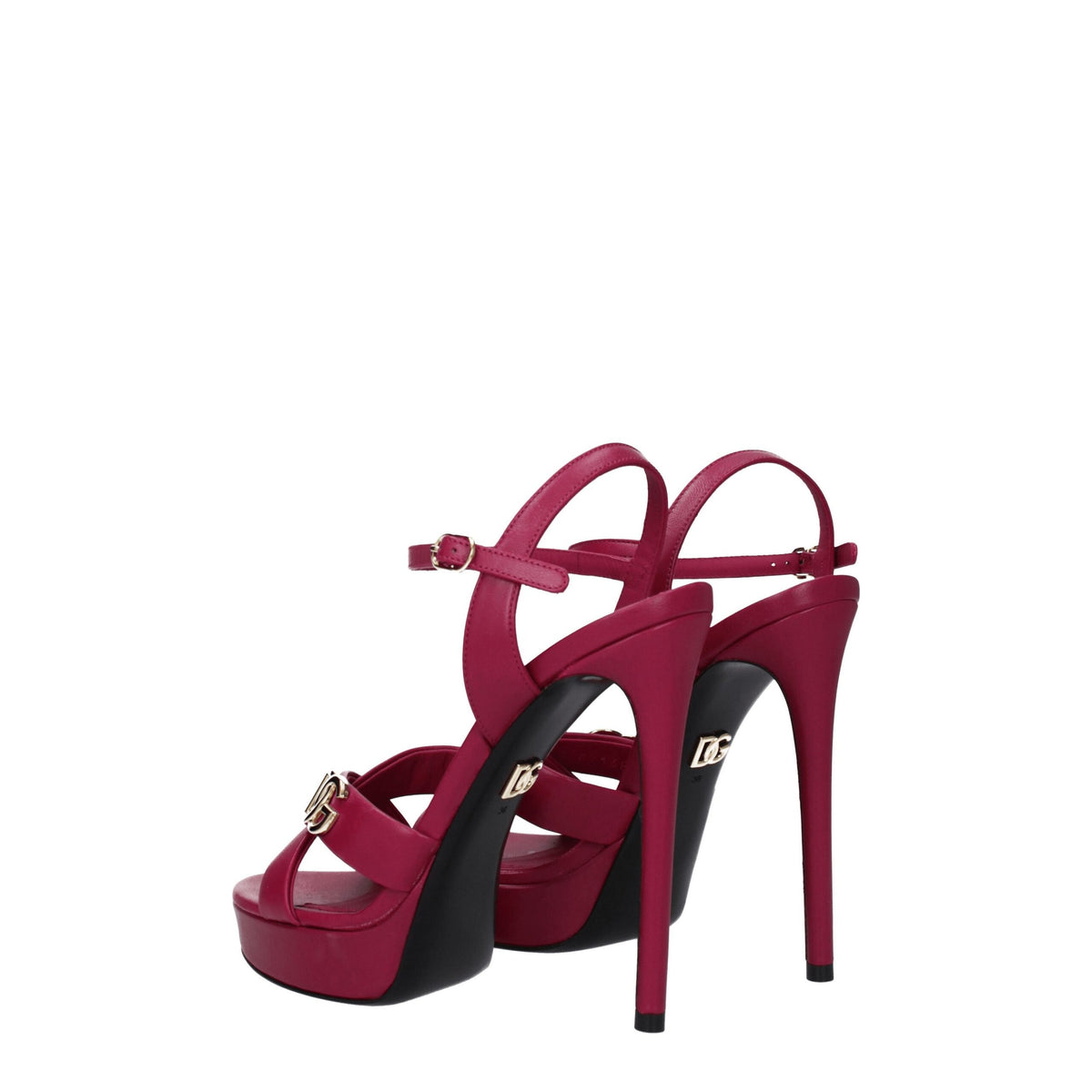 Dolce & Gabbana Pink Leather Platform Women's Sandals