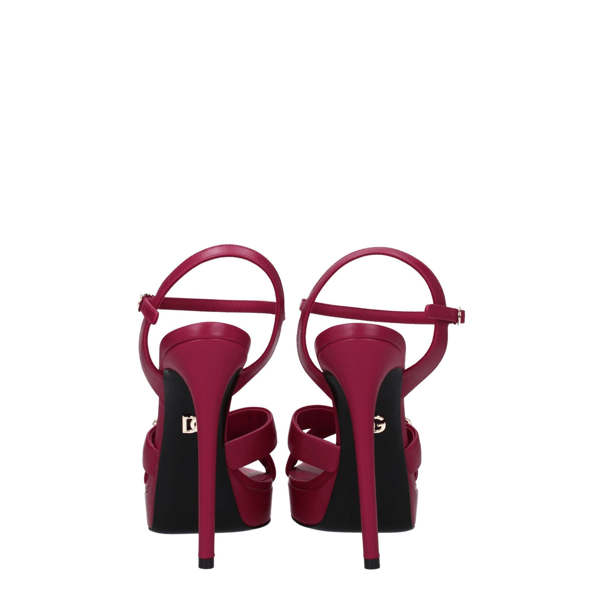 Dolce & Gabbana Pink Leather Platform Women's Sandals