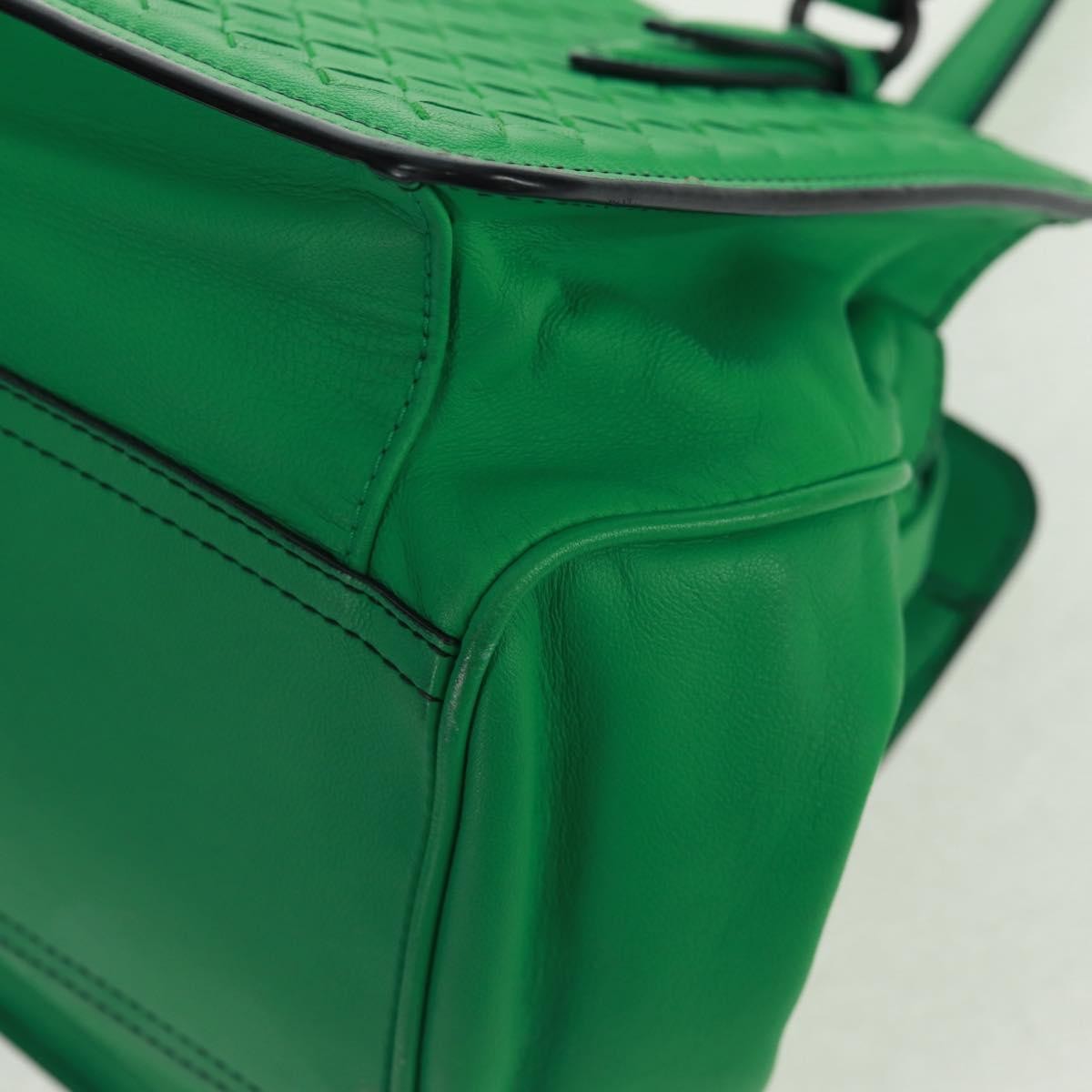 Bottega Veneta Intrecciato Leather Green Leather Handbag (Pre-Owned)
