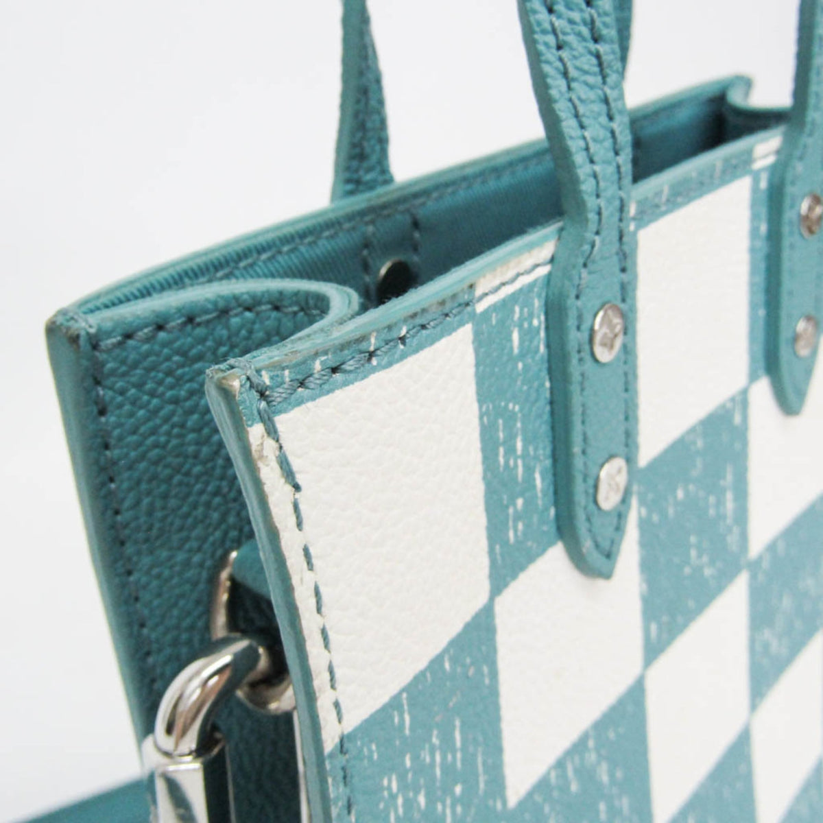 Louis Vuitton Sac Plat Limited Edition Marque Deposee Damier Giant Turquoise Canvas Handbag (Pre-Owned)