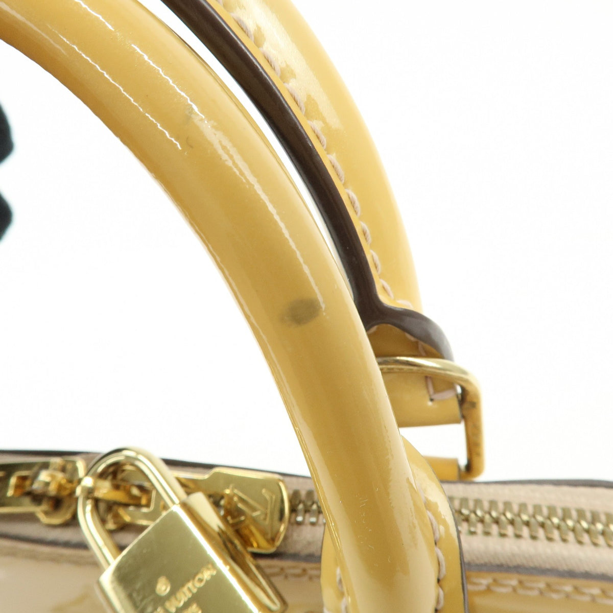 Louis Vuitton Alma Monogram Vernis Yellow Patent_Leather Handbag (Pre-Owned)