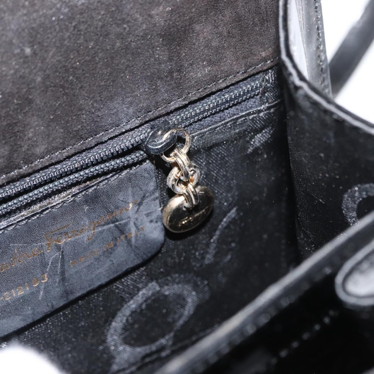 Salvatore Ferragamo Gancini Convertible Top Handle Patent Leather Black Patent_Leather Handbag (Pre-Owned)