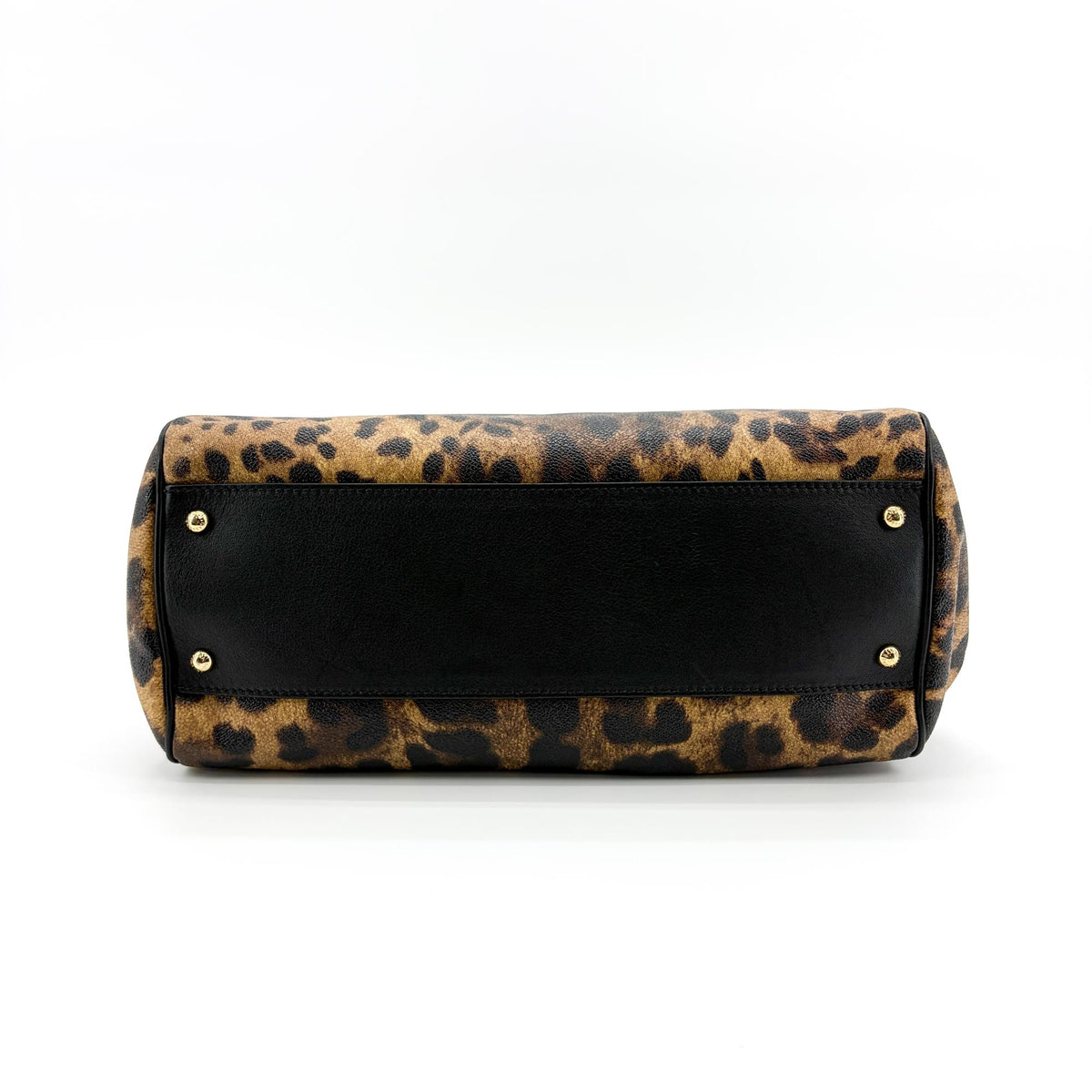 Dolce & Gabbana Miss Sicily Leopard Print Leather Brown Calfskin Handbag (Pre-Owned)