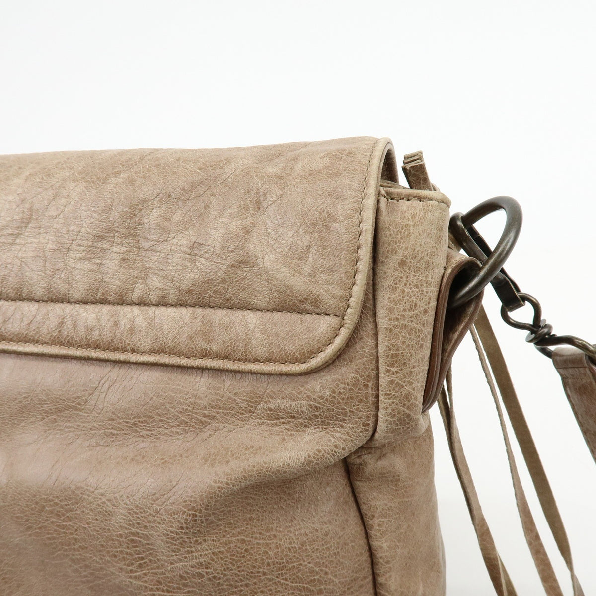Balenciaga Classic Studs Folk Messenger Leather Brown Leather Crossbody Bag Bag (Pre-Owned)