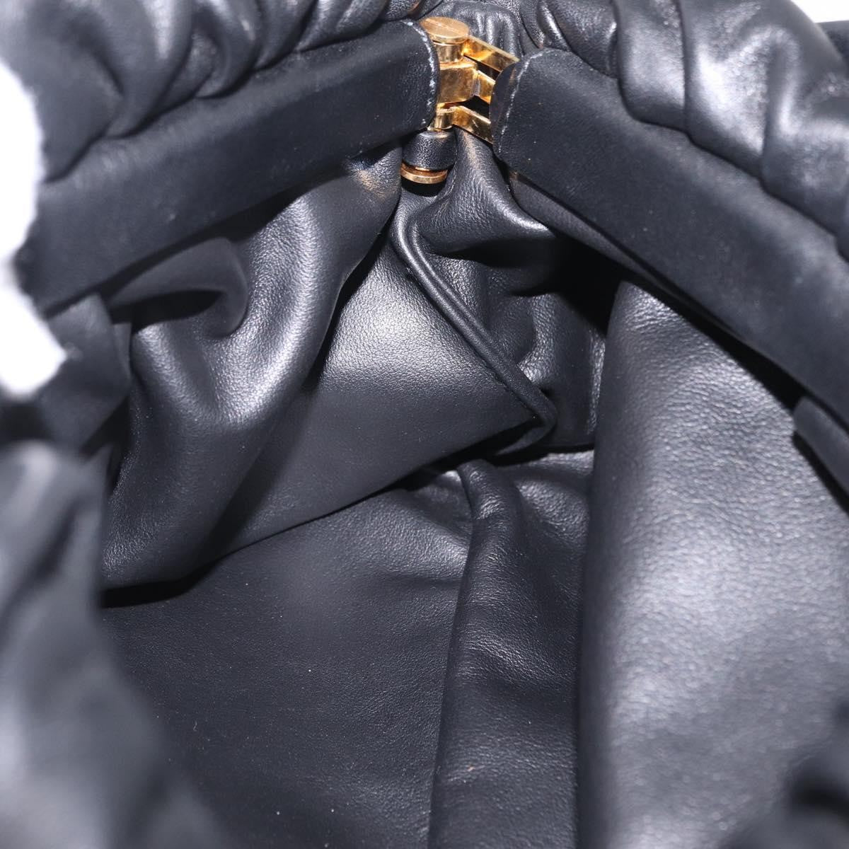Bottega Veneta The Chain Pouch Leather Black Leather Clutche & Pouche Bag (Pre-Owned)