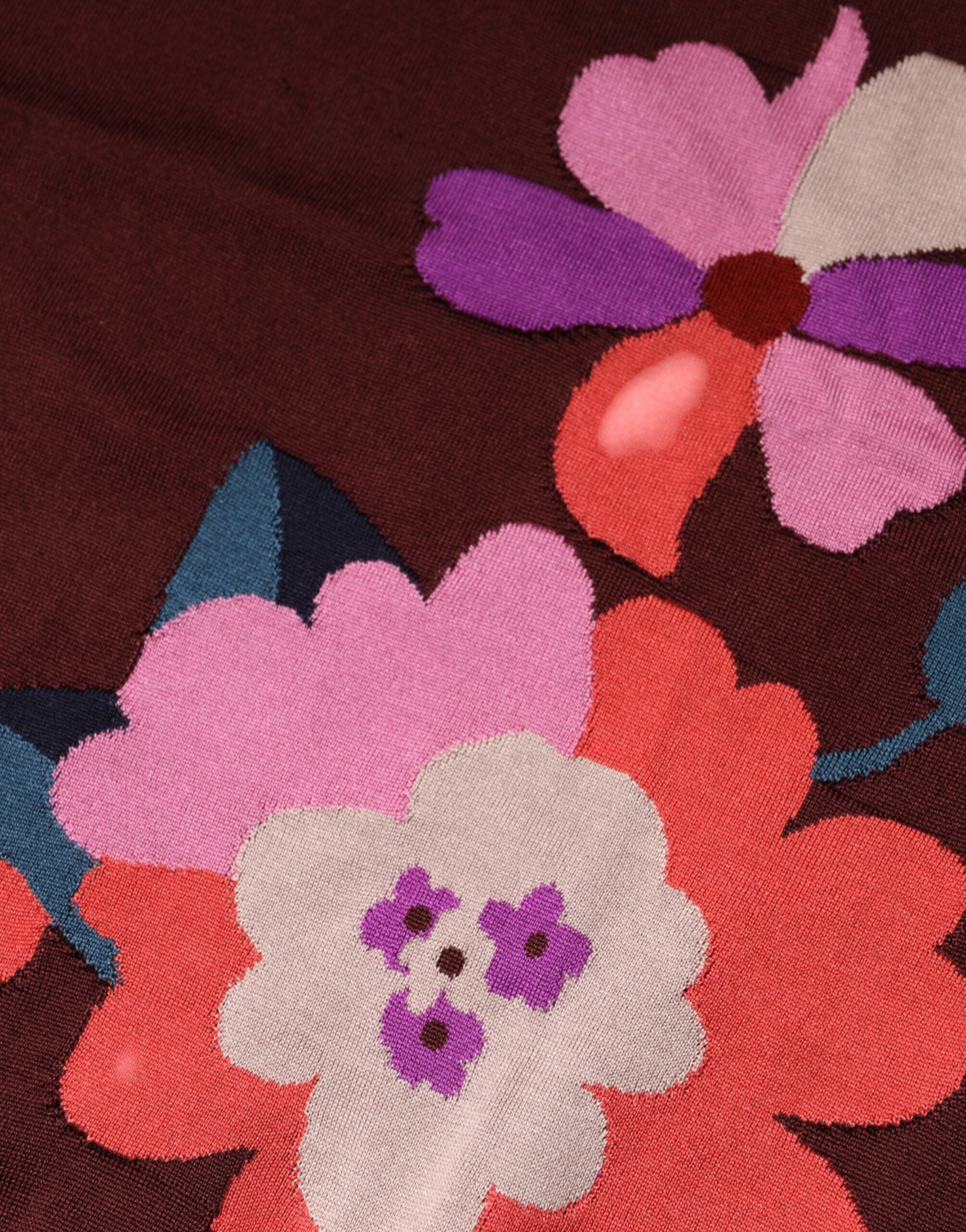 Dolce & Gabbana Maroon Floral Silk Crew Neck Blouse Women's Top (Pre-Owned)