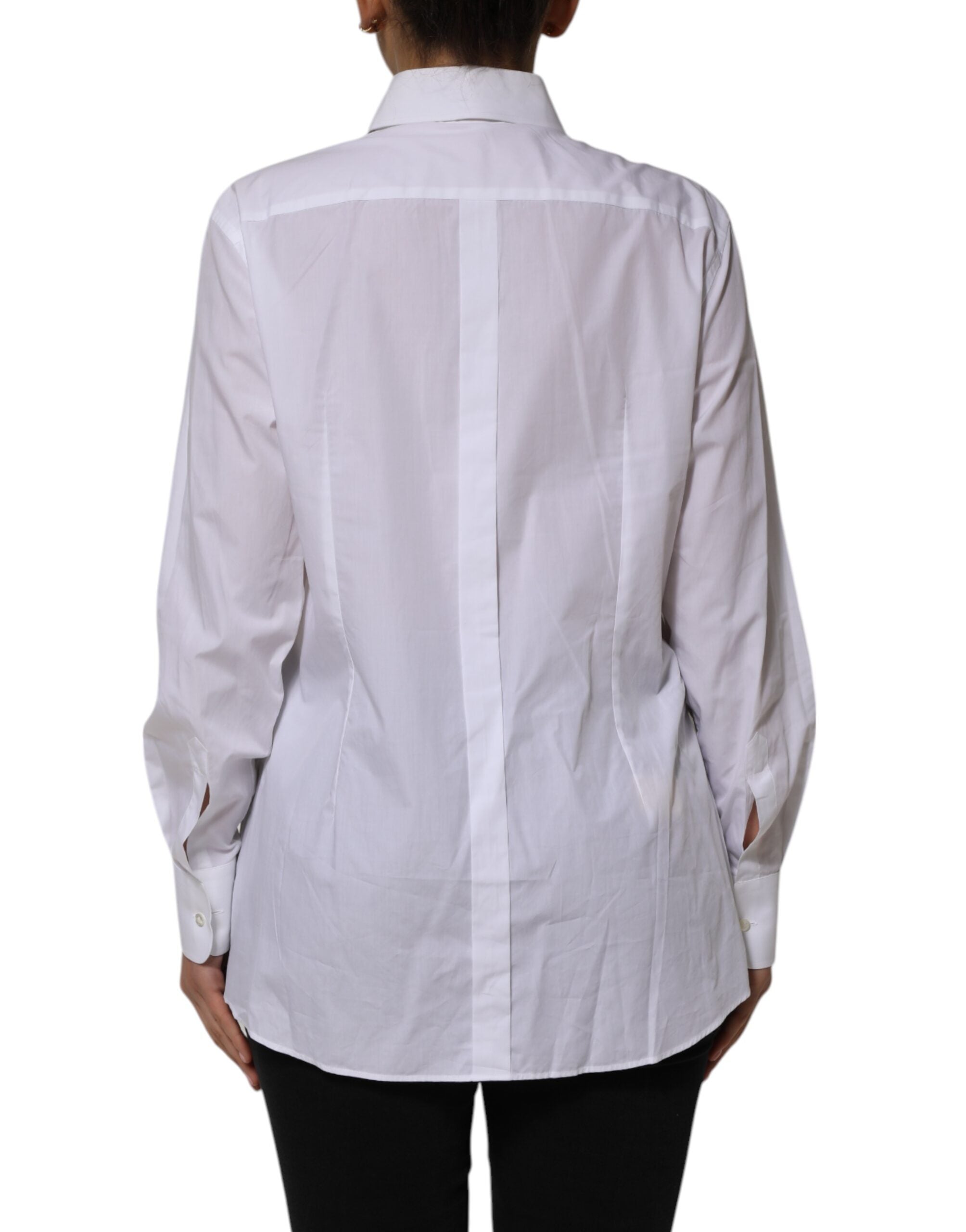 Dolce & Gabbana White Cotton Collared Long Sleeves Shirt Women's Top (Pre-Owned)