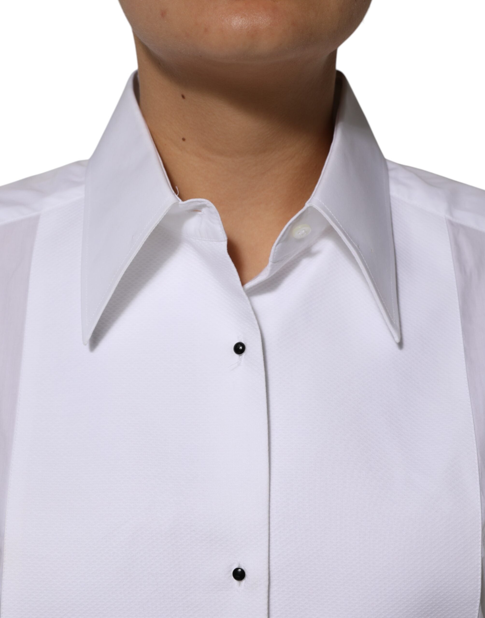 Dolce & Gabbana White Cotton Collared Long Sleeves Shirt Women's Top (Pre-Owned)