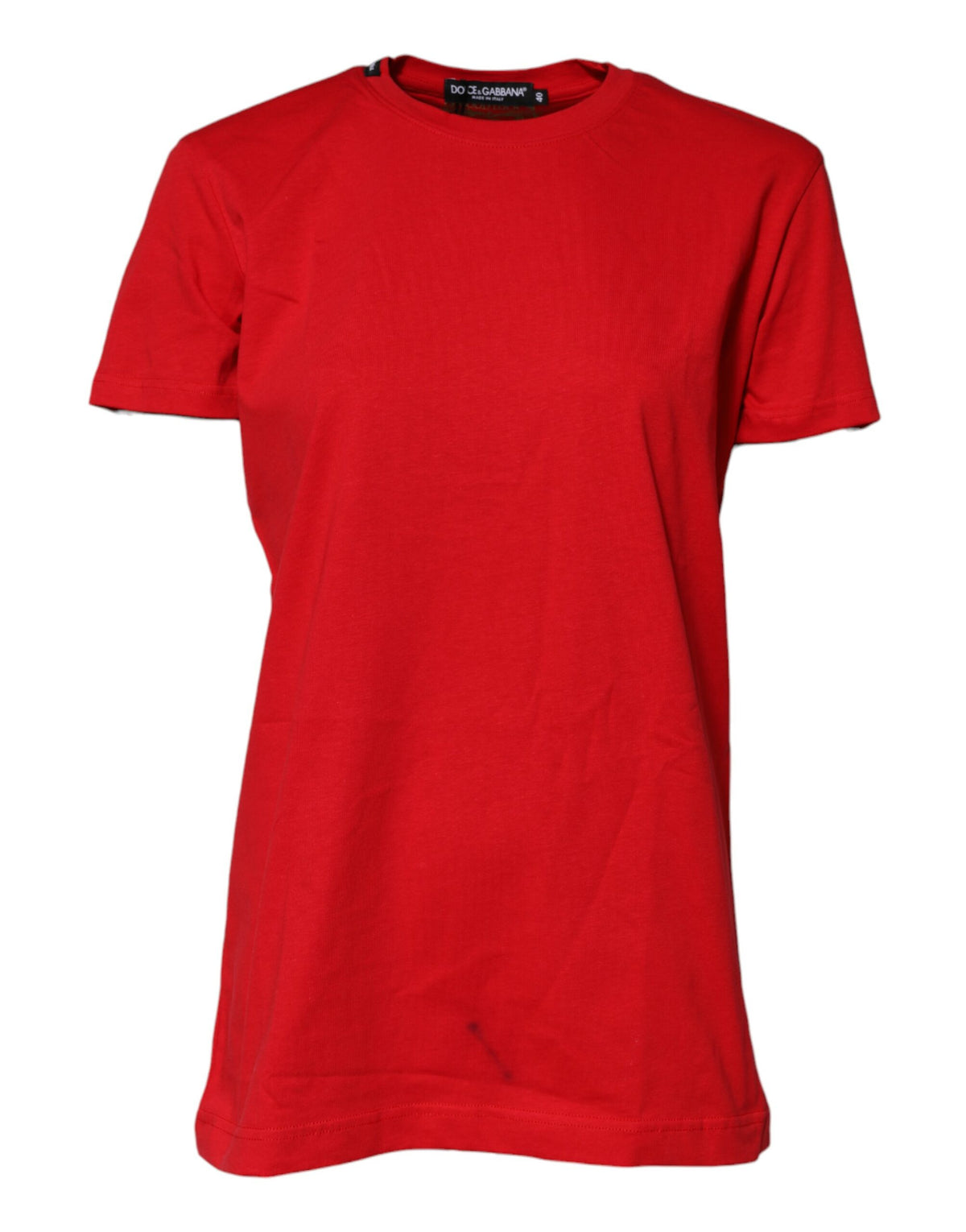 Dolce & Gabbana Red Cotton Short Sleeves Crew Neck Top Women's T-shirt (Pre-Owned)