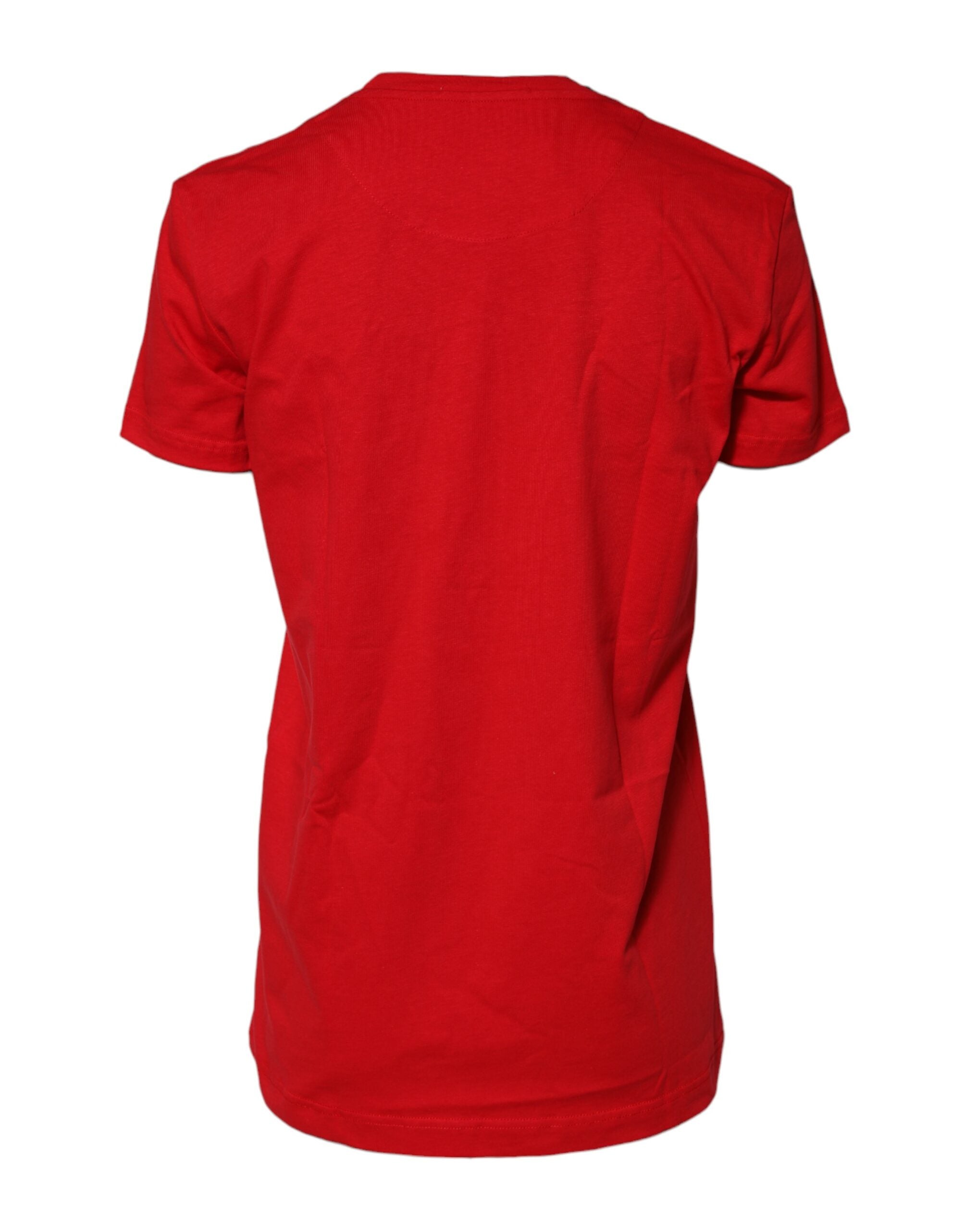 Dolce & Gabbana Red Cotton Short Sleeves Crew Neck Top Women's T-shirt (Pre-Owned)