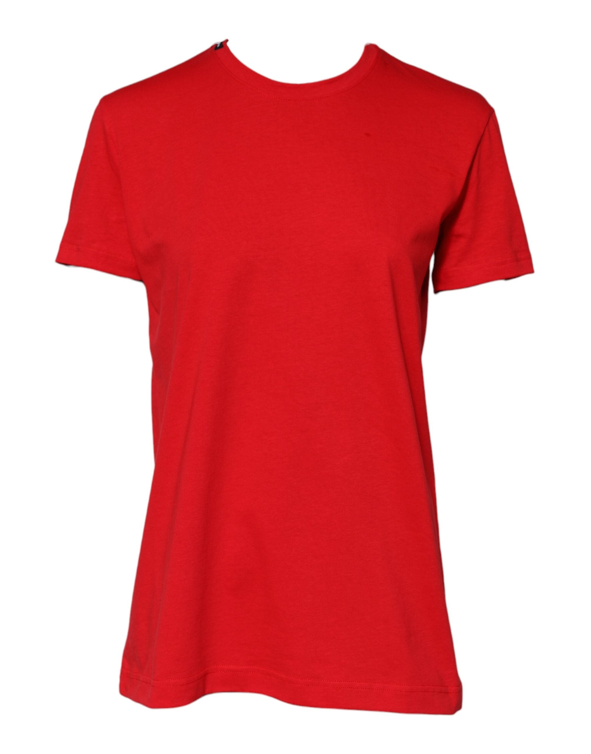 Dolce & Gabbana Red Cotton Short Sleeves Crew Neck Top Women's T-shirt (Pre-Owned)