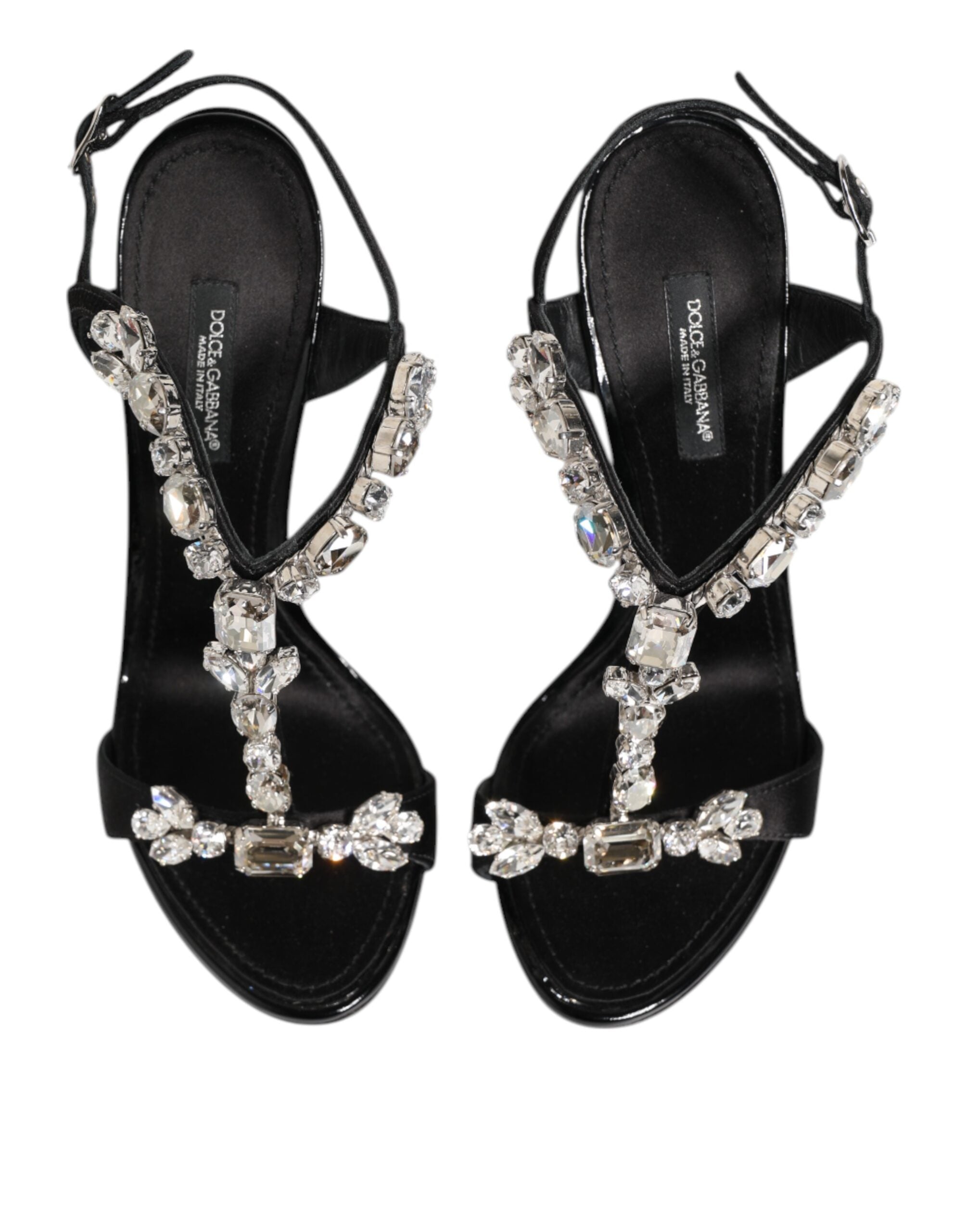 Dolce & Gabbana Black Keira Crystals Heels Sandals Women's Shoes