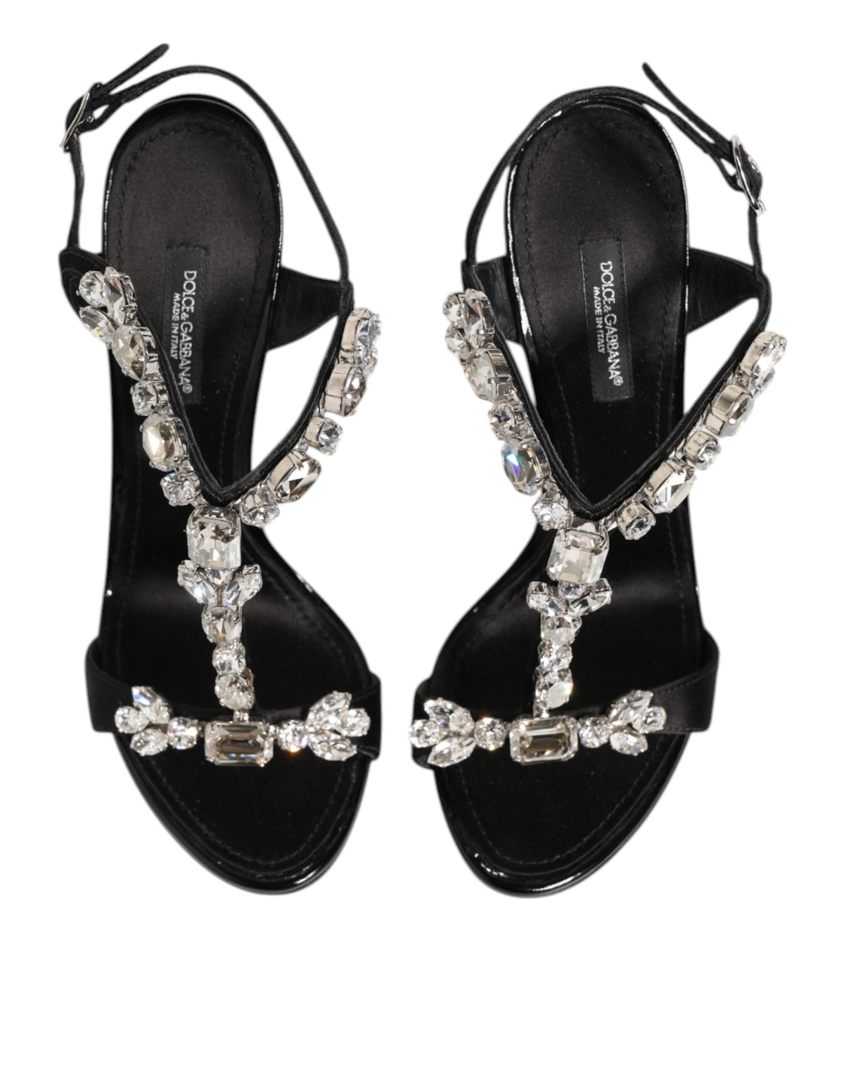 Dolce & Gabbana Black Keira Crystals Heels Sandals Women's Shoes