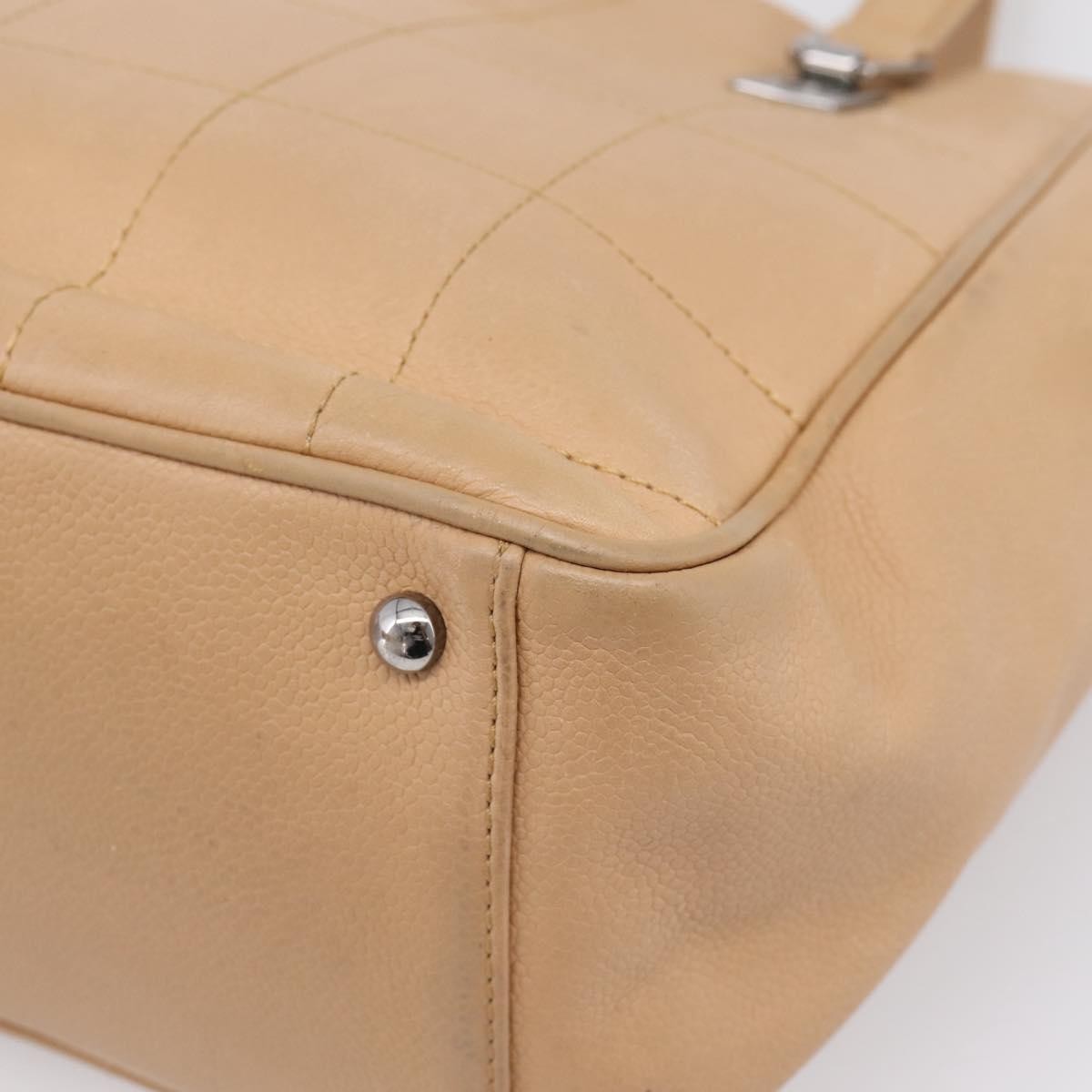 Chanel Chocolate Bar Coco Mark Leather Beige Leather Tote Bag Bag (Pre-Owned)
