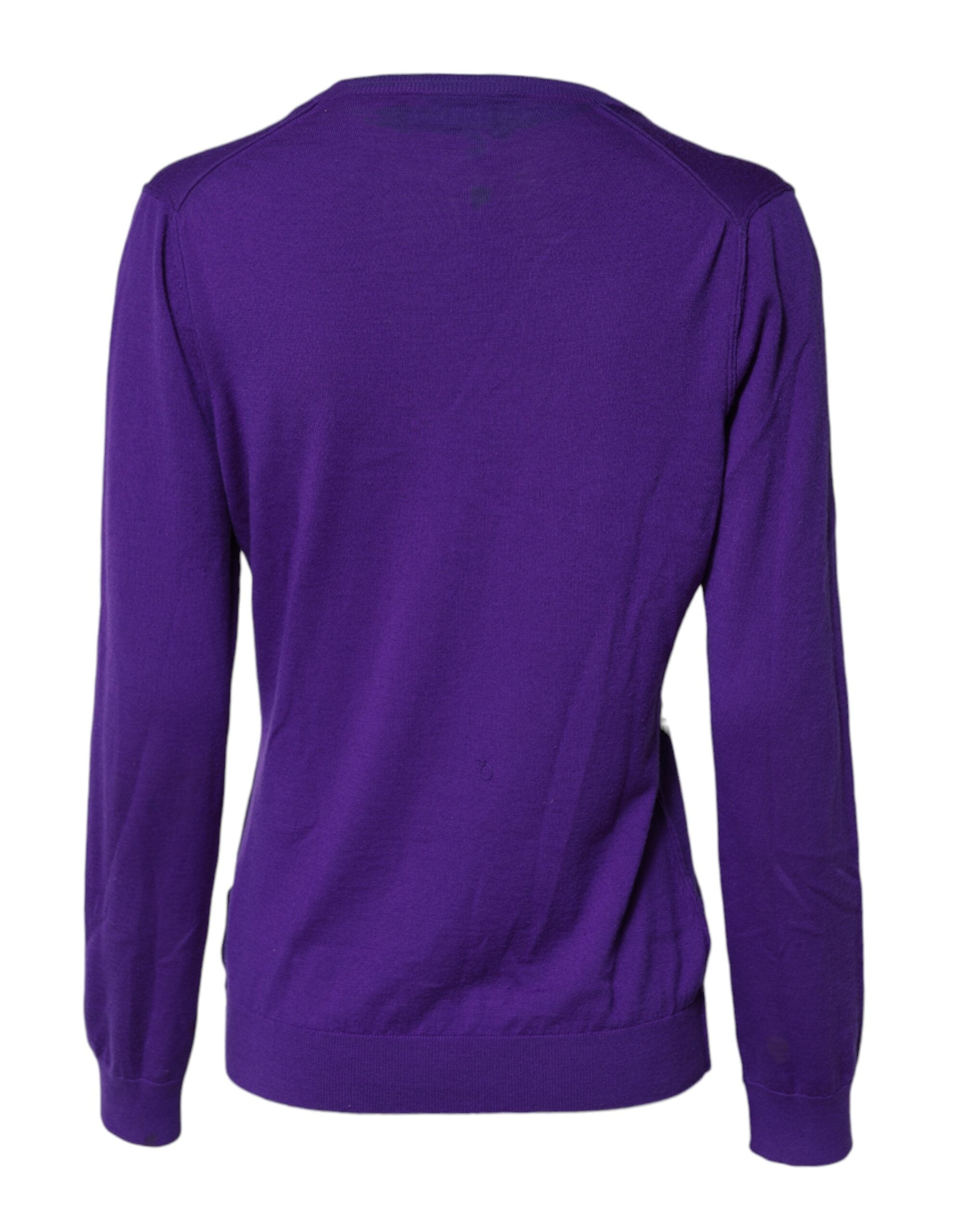 Dolce & Gabbana Purple Wool Knit V-neck Cardigan Women's Sweater (Pre-Owned)