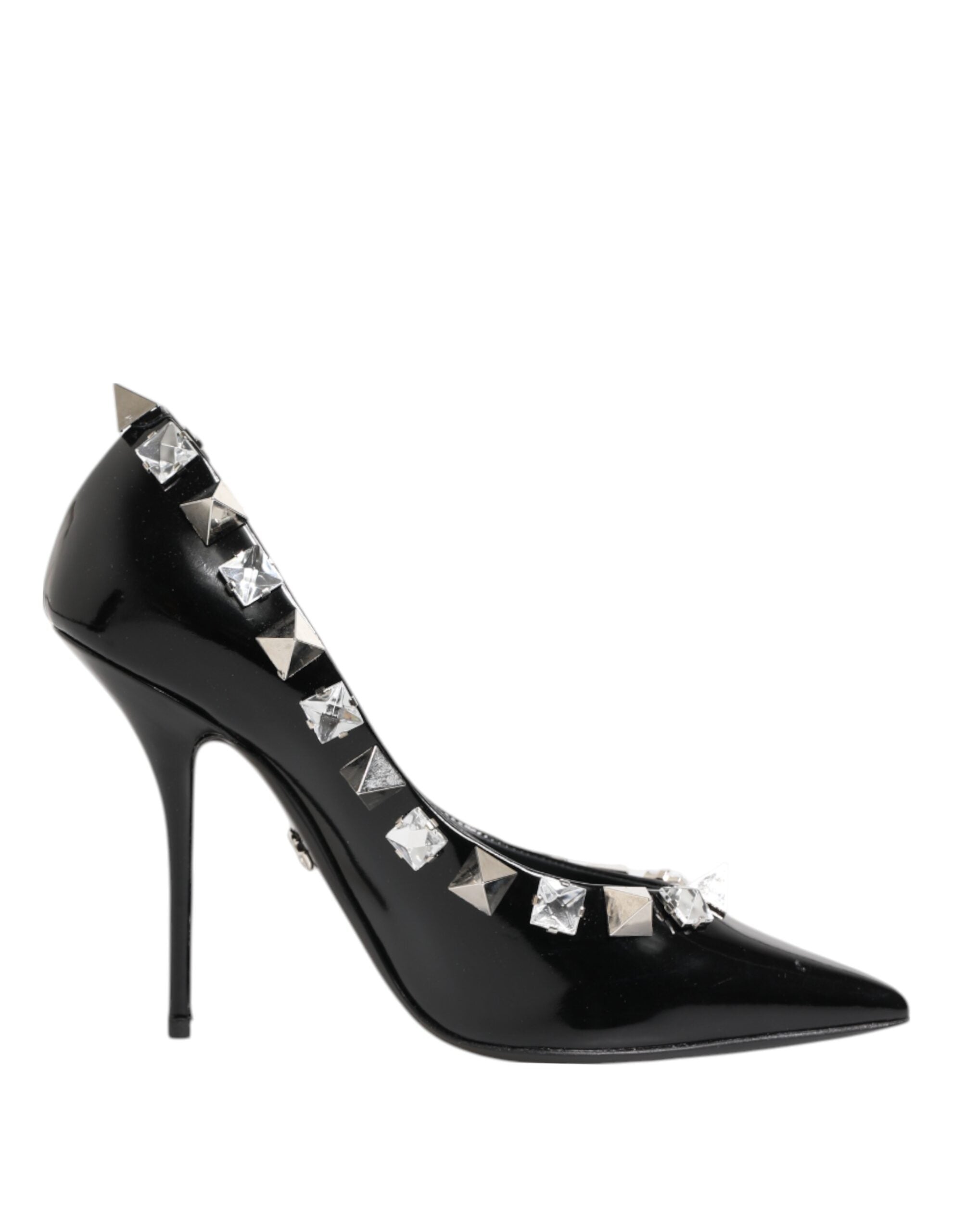 Dolce & Gabbana Black Crystals Studs Stiletto Pumps Women's Shoes