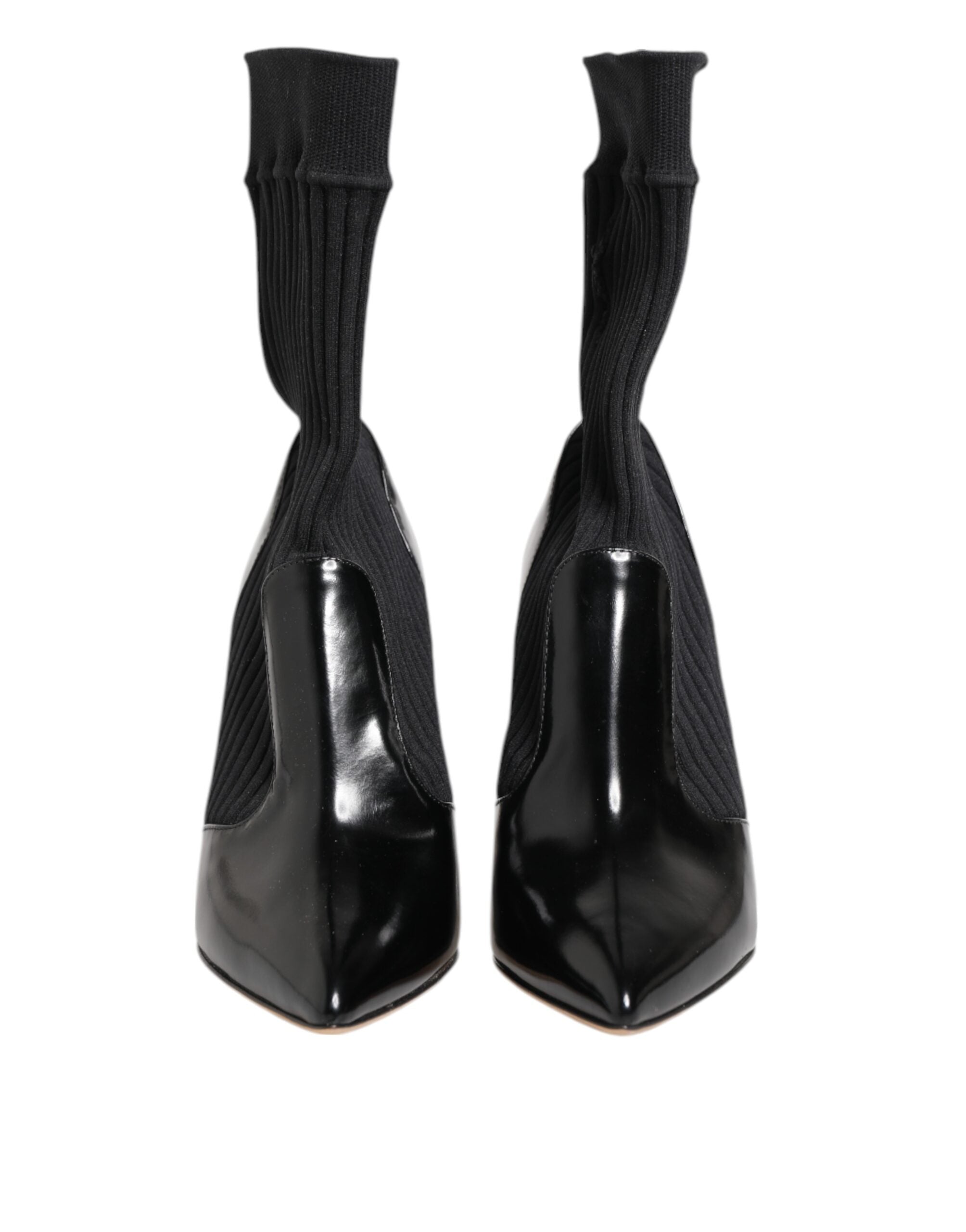 Dolce & Gabbana Black Stretch Stilettos Booties Socks Women's Shoes (Pre-Owned)