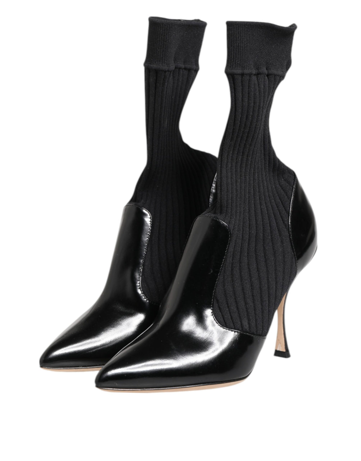 Dolce & Gabbana Black Stretch Stilettos Booties Socks Women's Shoes (Pre-Owned)