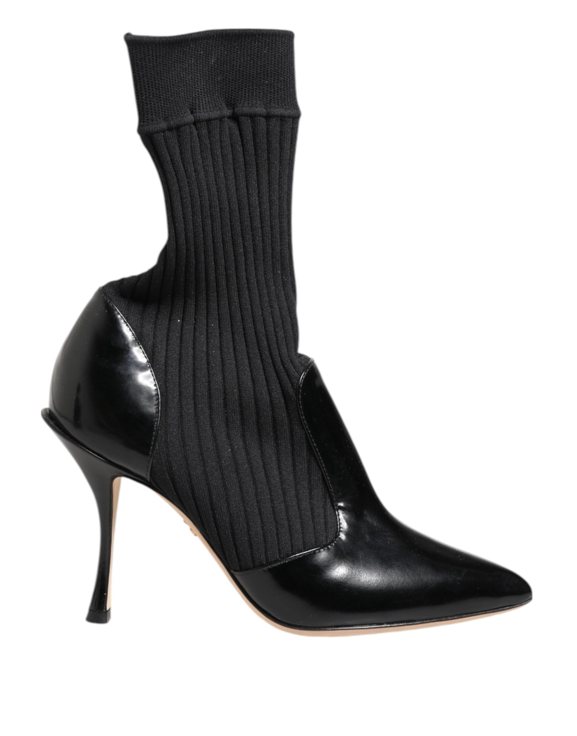 Dolce & Gabbana Black Stretch Stilettos Booties Socks Women's Shoes (Pre-Owned)
